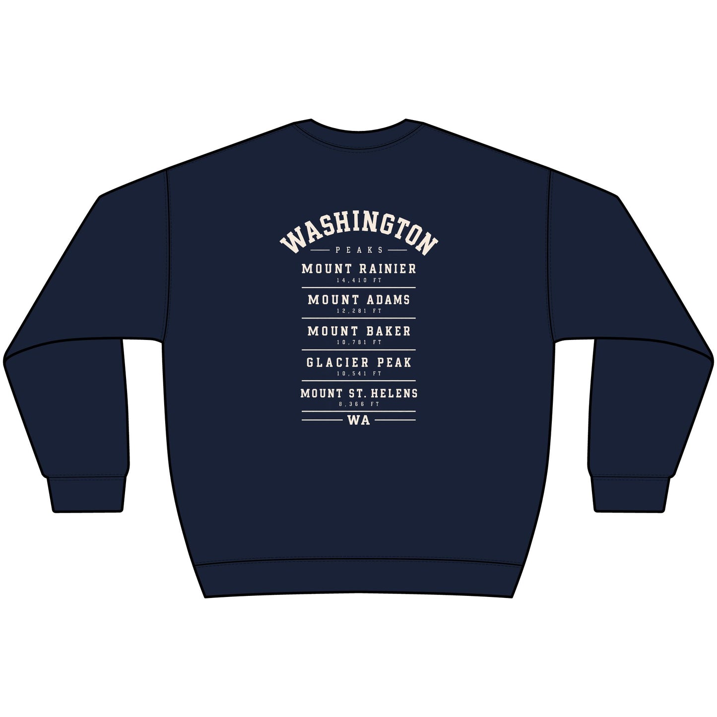 Washington Peaks Sweatshirt | Cascade Range Crewneck | Front and Back Design