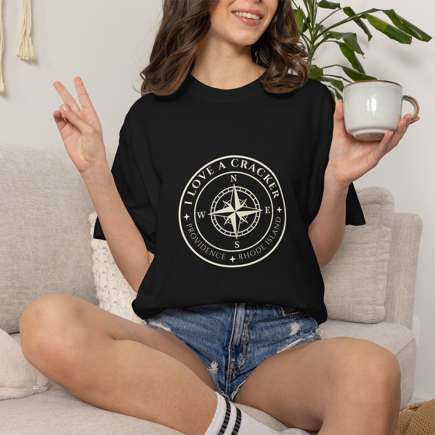 I Love A Cracker compass graphic T-shirt | nautical compass shirt
