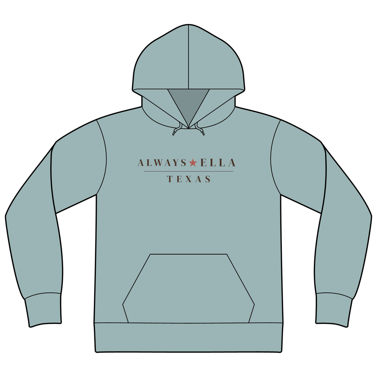 Always Ella Texas Hoodie | Minimal Script Texas Logo
