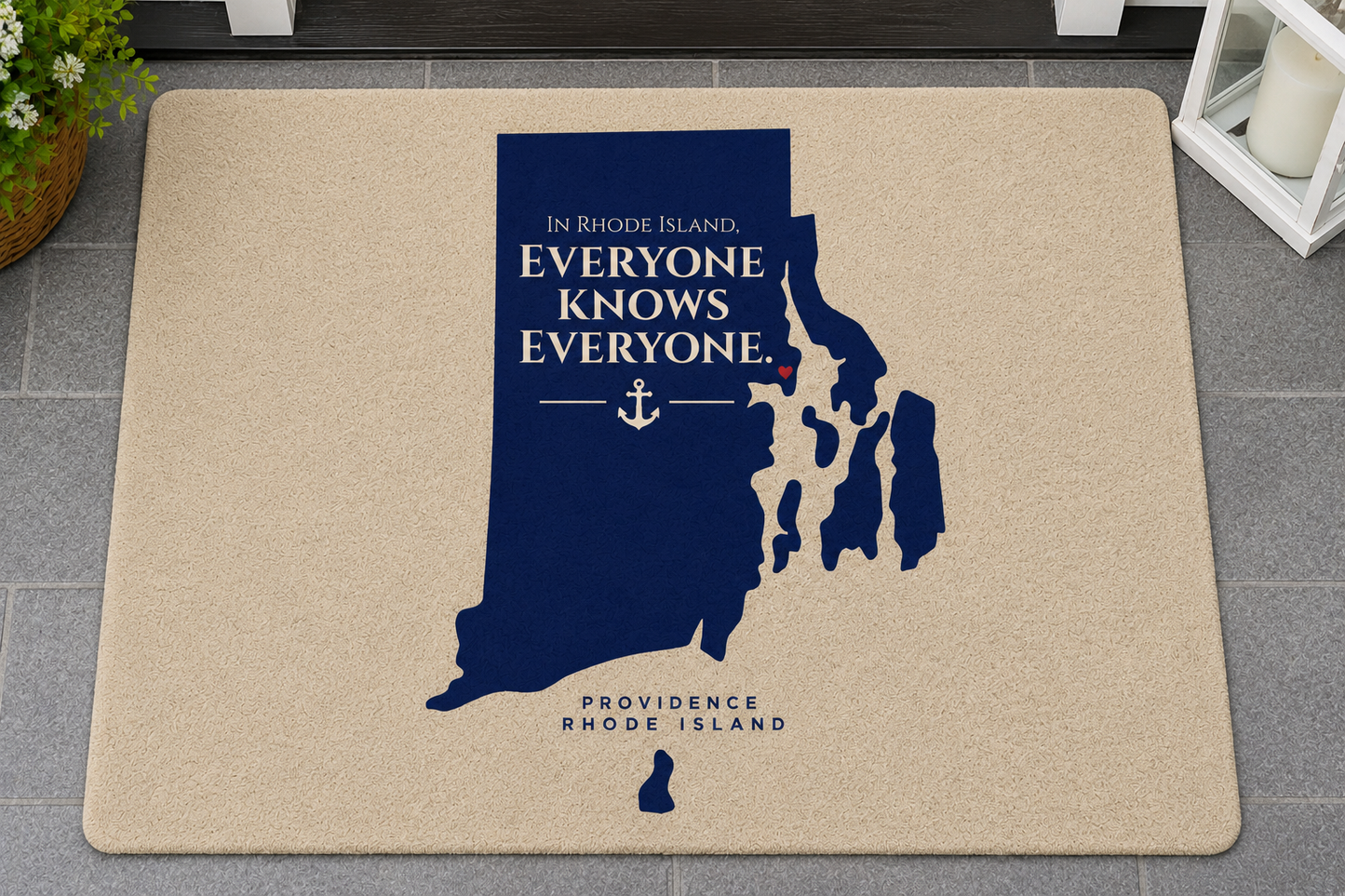 Rhode Island Doormat Providence Welcome Mat Everyone Knows Everyone Map Door Mat
