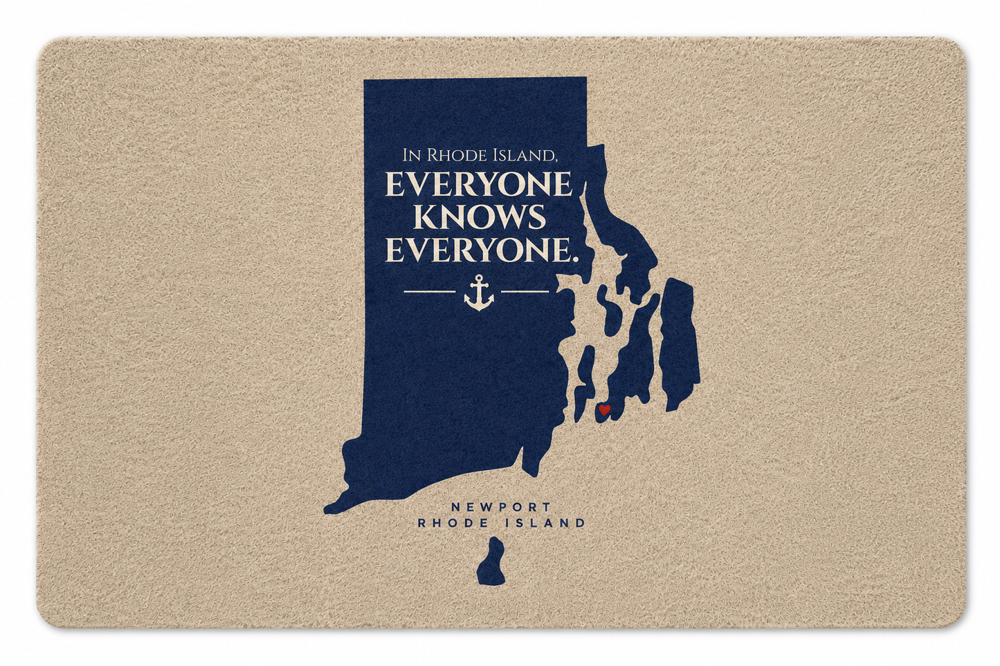 Rhode Island Doormat Newport Welcome Mat Everyone Knows Everyone Map Door Mat
