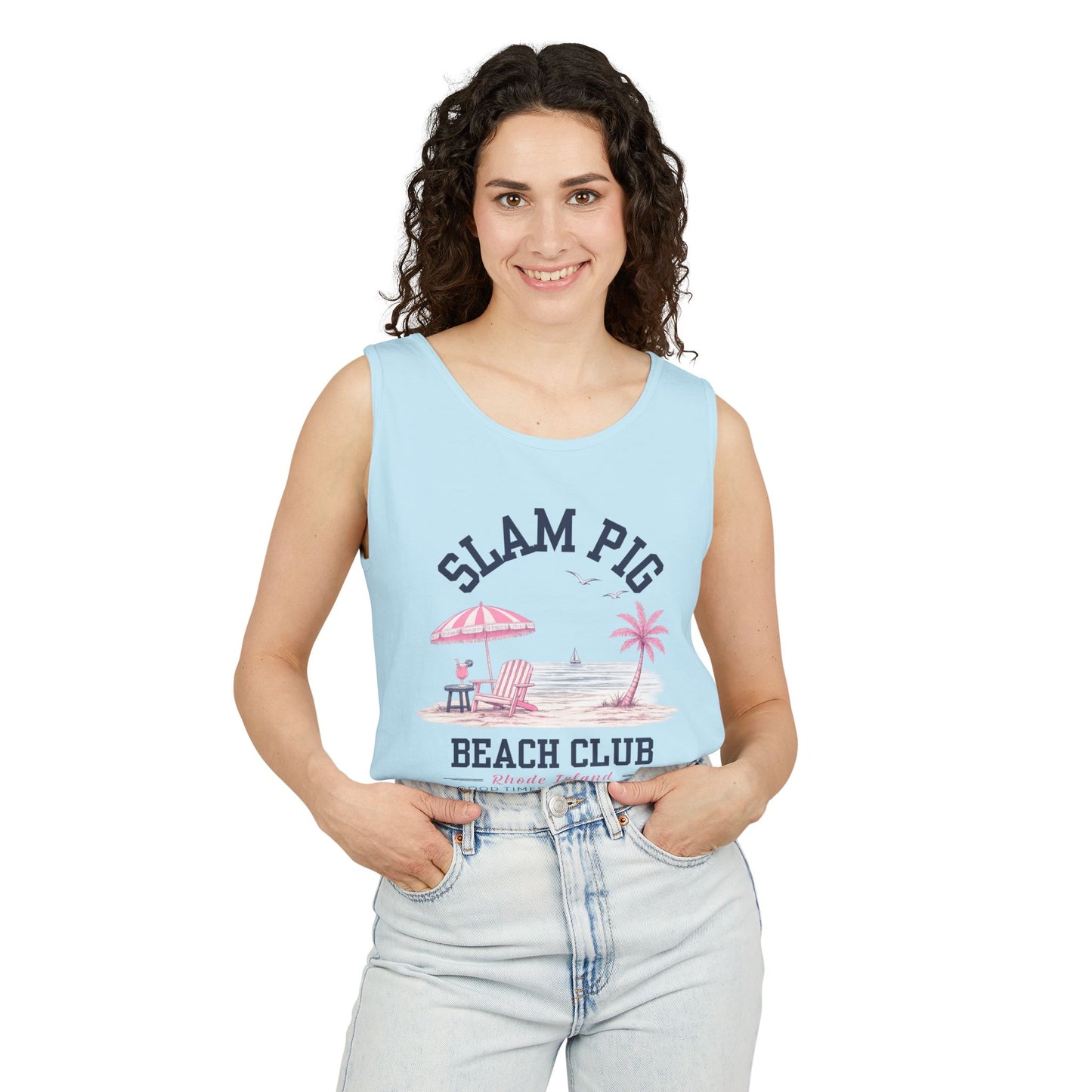 Slam Pig Beach Club Shirt, Rhode Island Beach Tee, Coastal Vacation Shirt, Preppy Summer Graphic Tee, Nautical Ocean Shirt