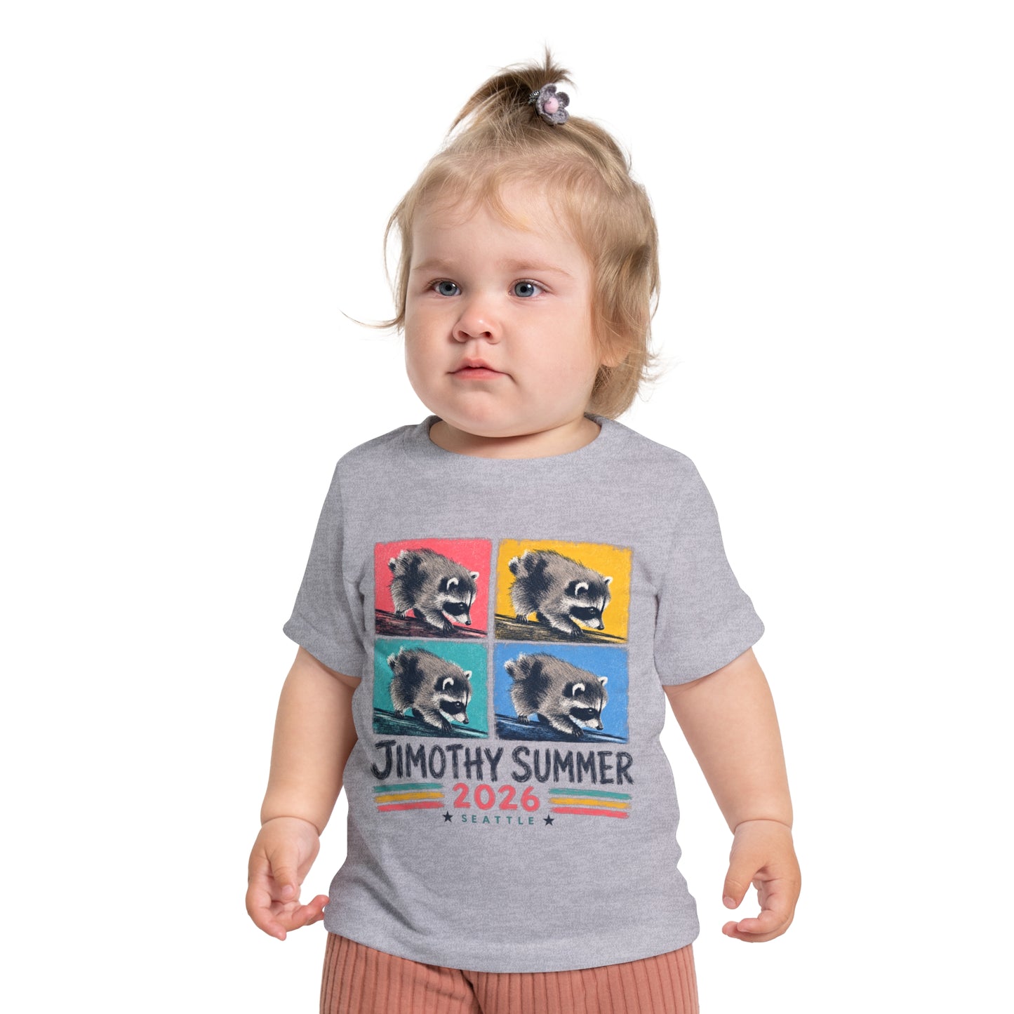 Jimothy Summer 2026 Seattle | Raccoon Pop Art Baby T-Shirt