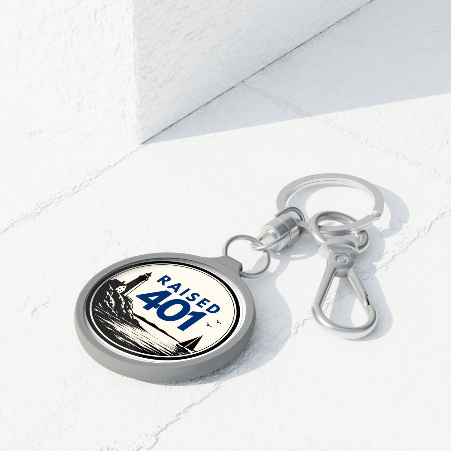 Rhode Island| Raised 401 Lighthouse Keyring | Coastal Rhode Island Nautical Keychain | Local Pride