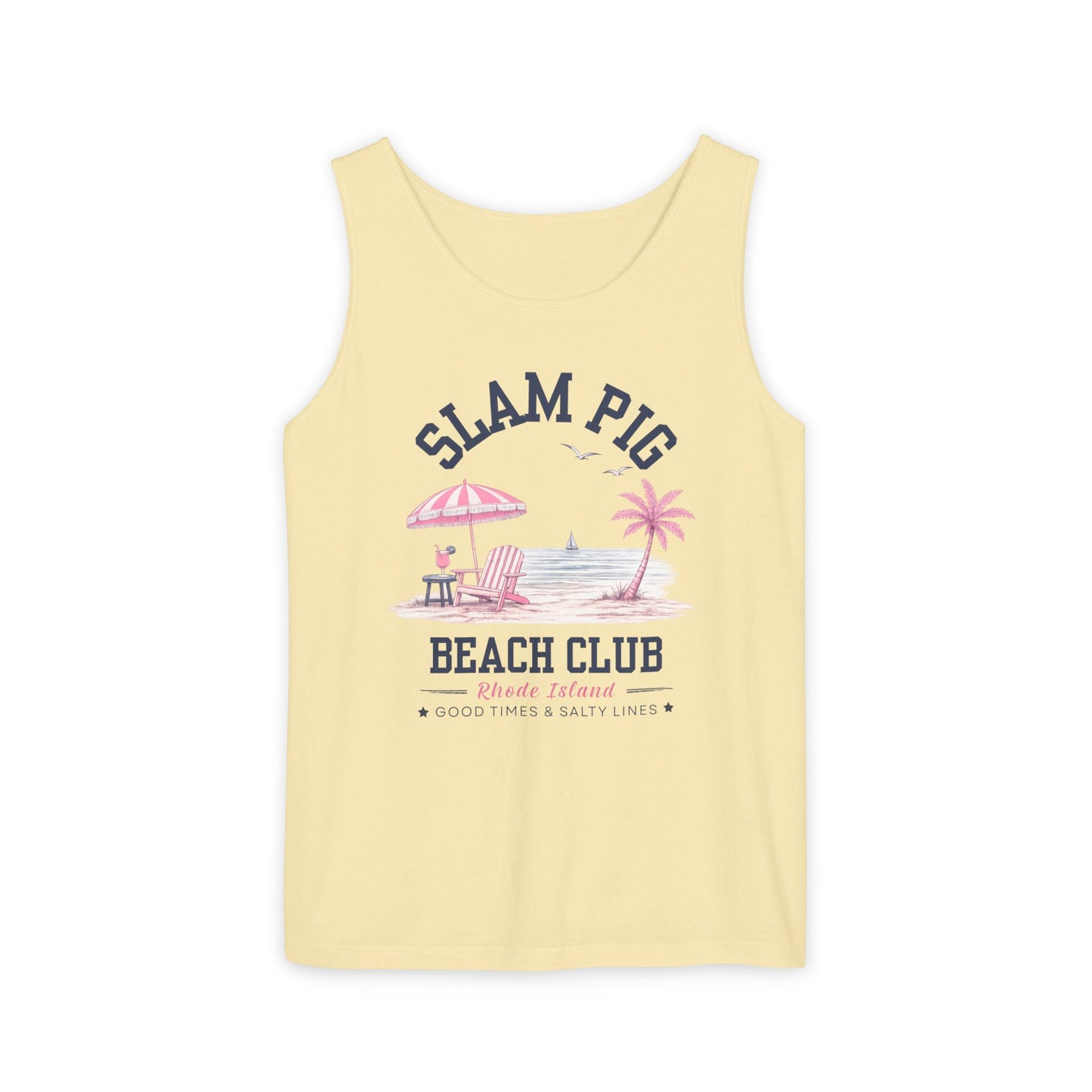 Slam Pig Beach Club Shirt, Rhode Island Beach Tee, Coastal Vacation Shirt, Preppy Summer Graphic Tee, Nautical Ocean Shirt