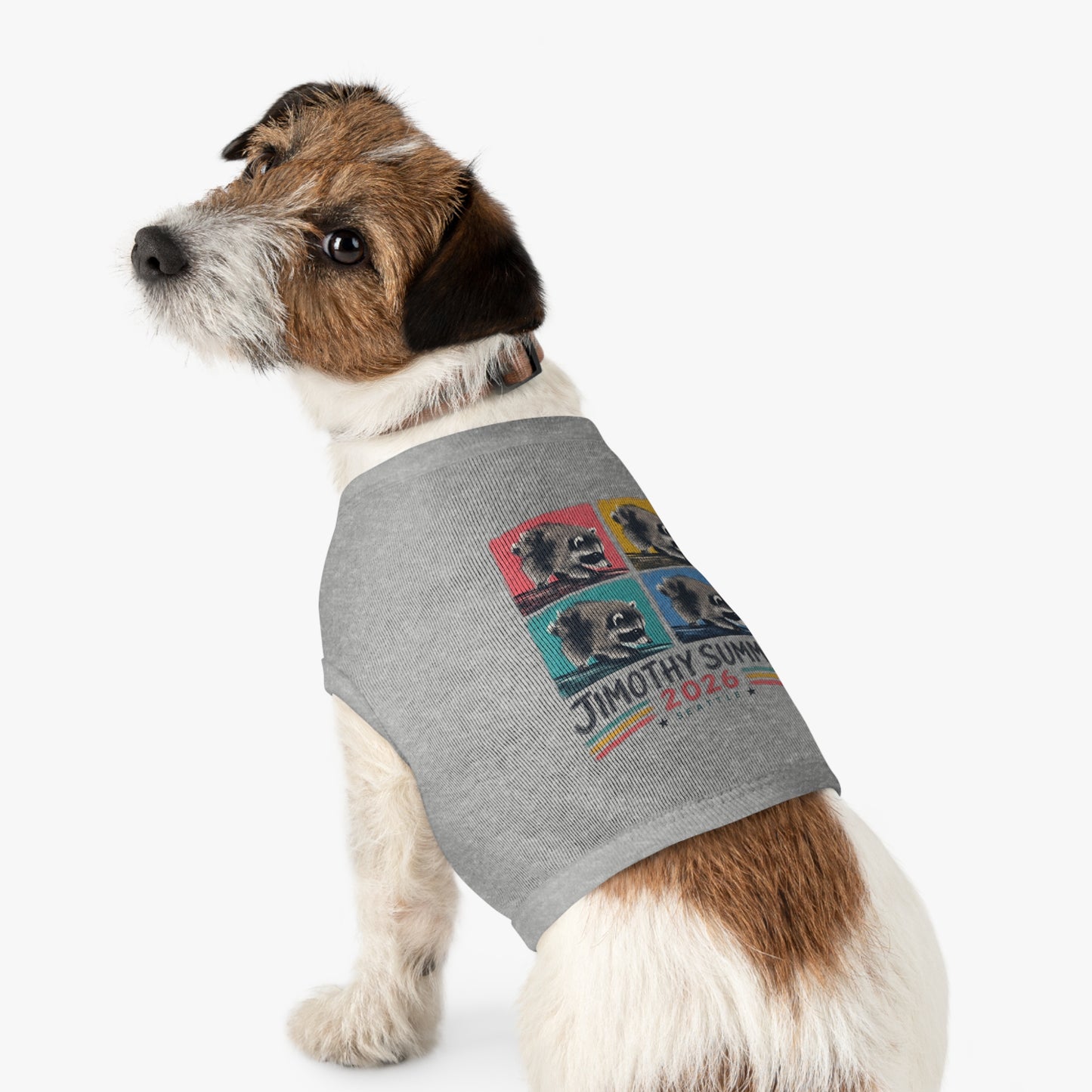 Jimothy Summer 2026 Pet Shirt, Seattle Raccoon Dog Tee, Funny Summer Pet Shirt, Retro Pop Art Cat & Dog Shirt, PNW Pet Apparel