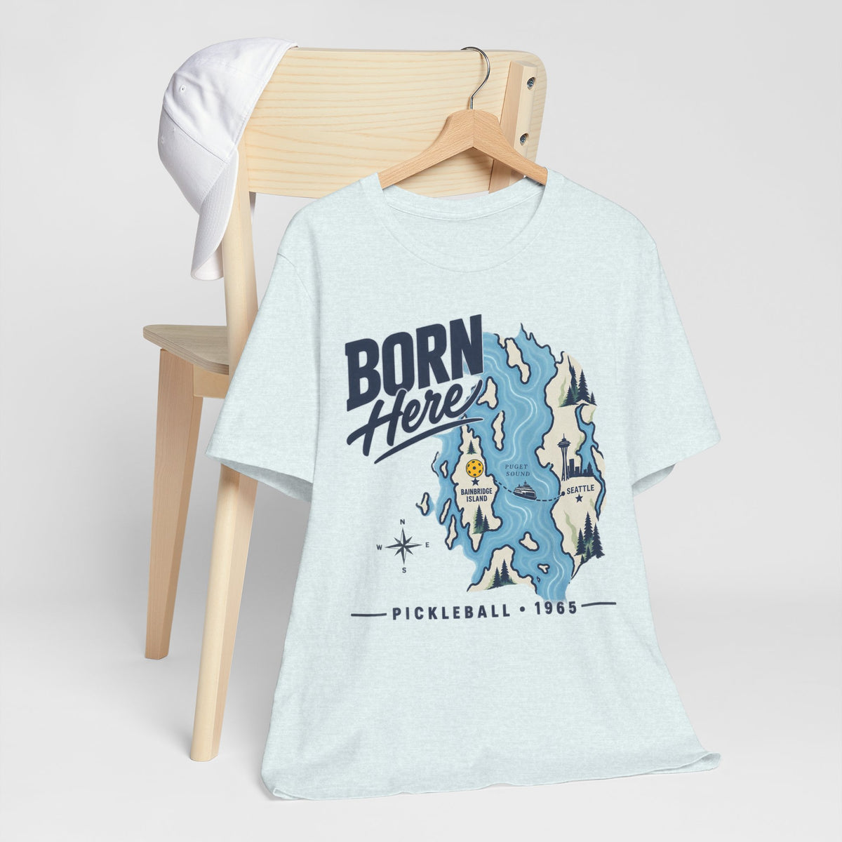 Born Here Bainbridge Island Pickleball 1965 Unisex Tee