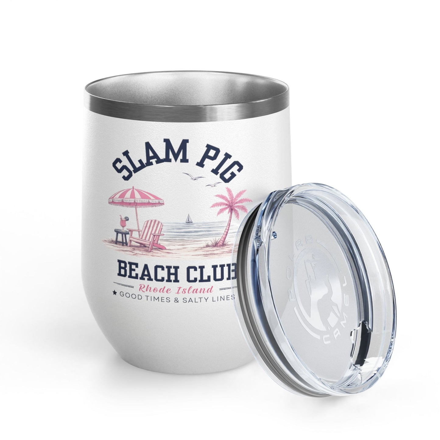 Slam Pig Beach Club Tumbler, RHORI Inspired Wine Tumbler, Rhode Island Gift, 12oz Insulated Cup, Bravo Fan Gift, Beach Cup