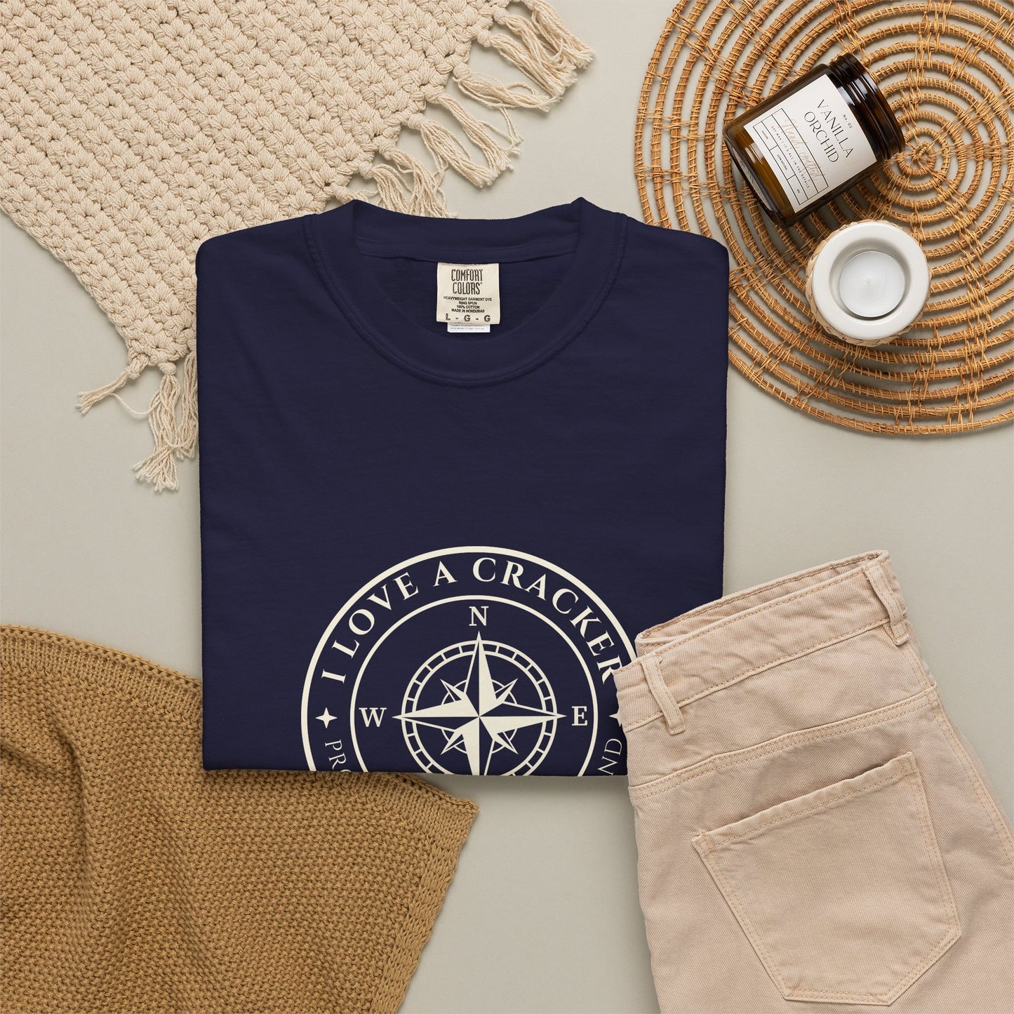 I Love A Cracker compass graphic T-shirt | nautical compass shirt
