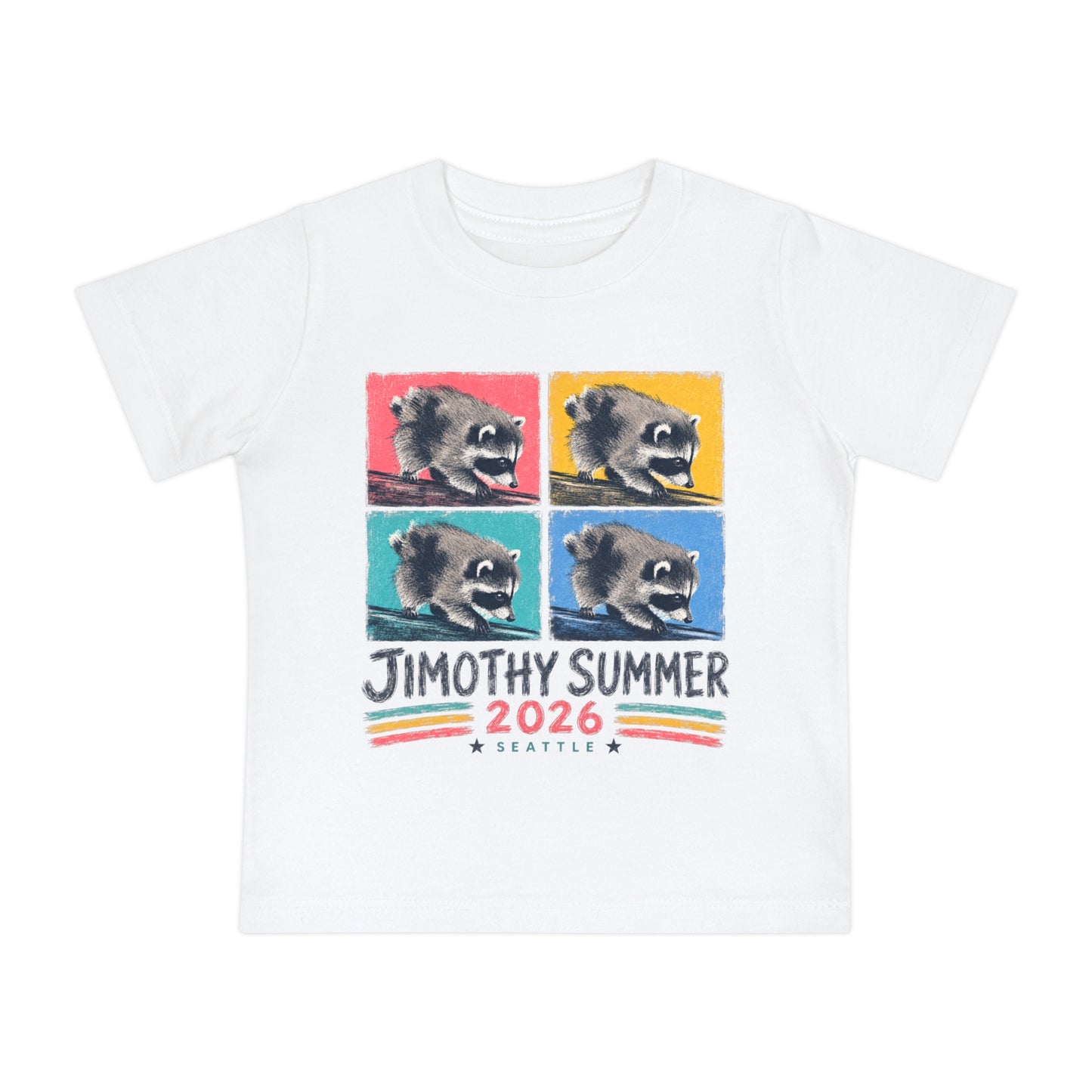 Jimothy Summer 2026 Seattle | Raccoon Pop Art Baby T-Shirt