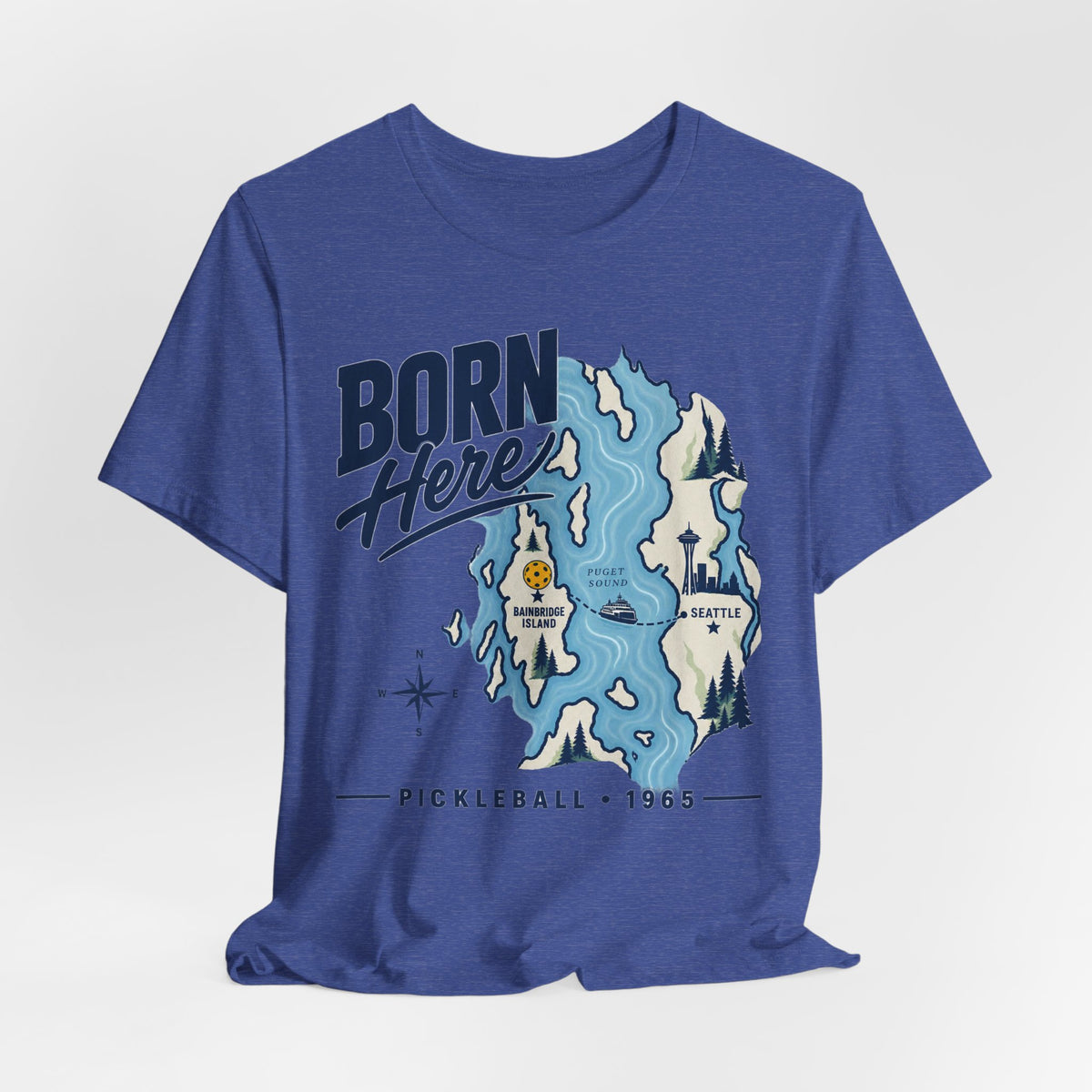 Born Here Bainbridge Island Pickleball 1965 Unisex Tee