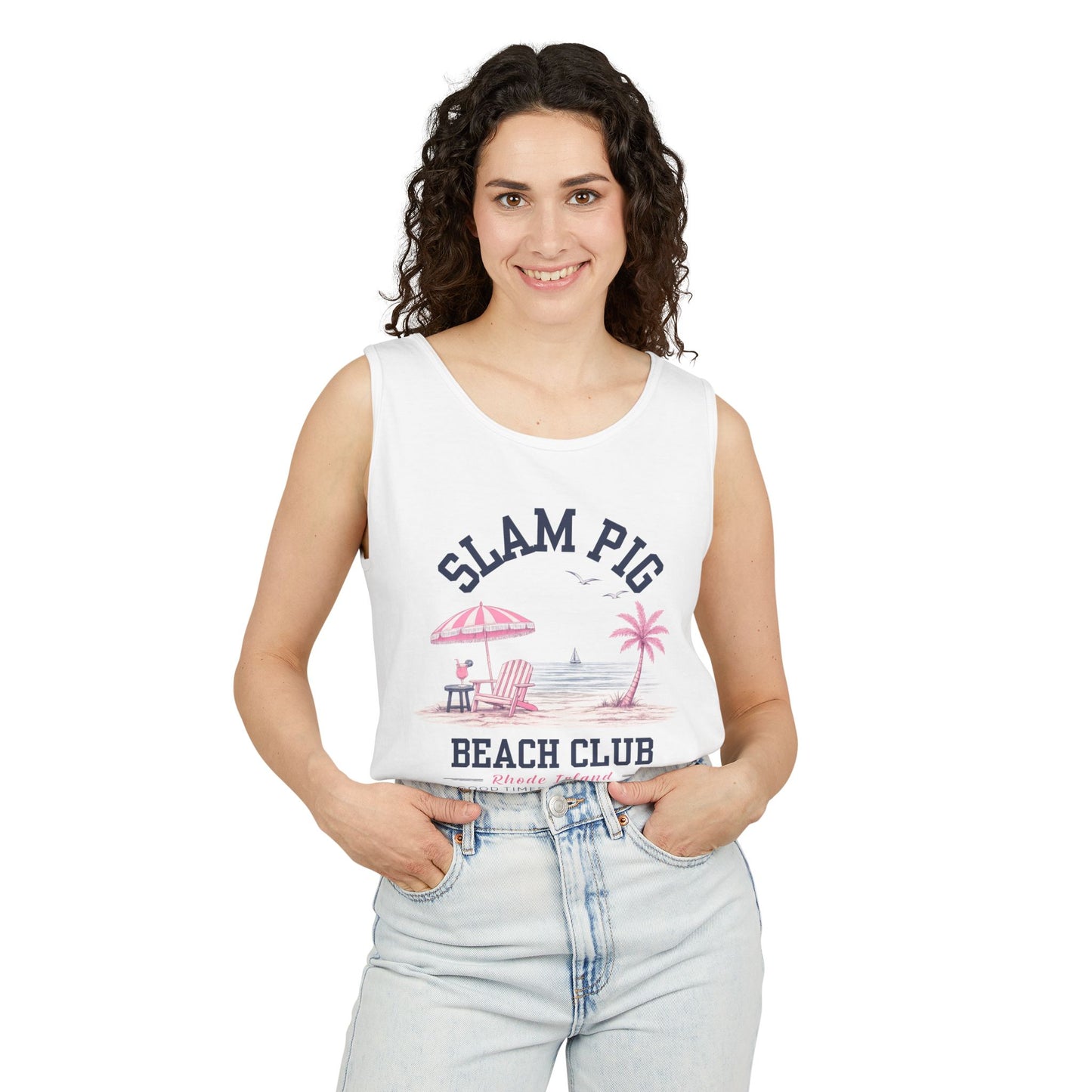 Slam Pig Beach Club Shirt, Rhode Island Beach Tee, Coastal Vacation Shirt, Preppy Summer Graphic Tee, Nautical Ocean Shirt