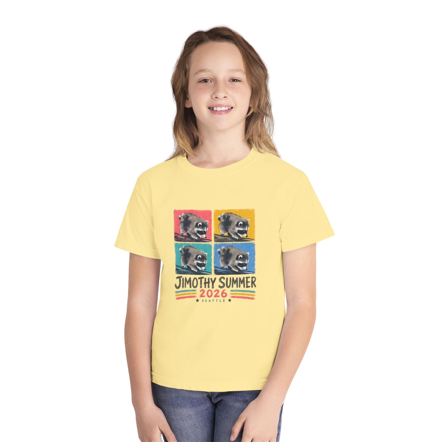 Jimothy Summer 2026 Kids Shirt, Seattle Raccoon Tee, Funny Seattle Kids T Shirt, Raccoon Shirt, Cute Summer Tee, Comfort Colors