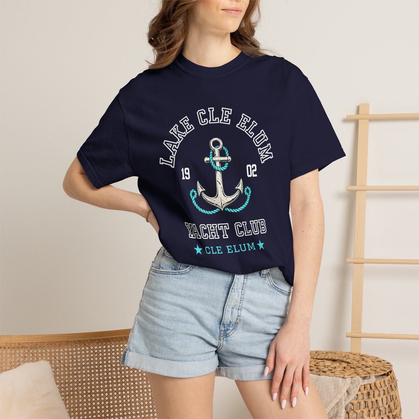 Turquoise Anchor Graphic T-Shirt | Nautical Anchor Illustration