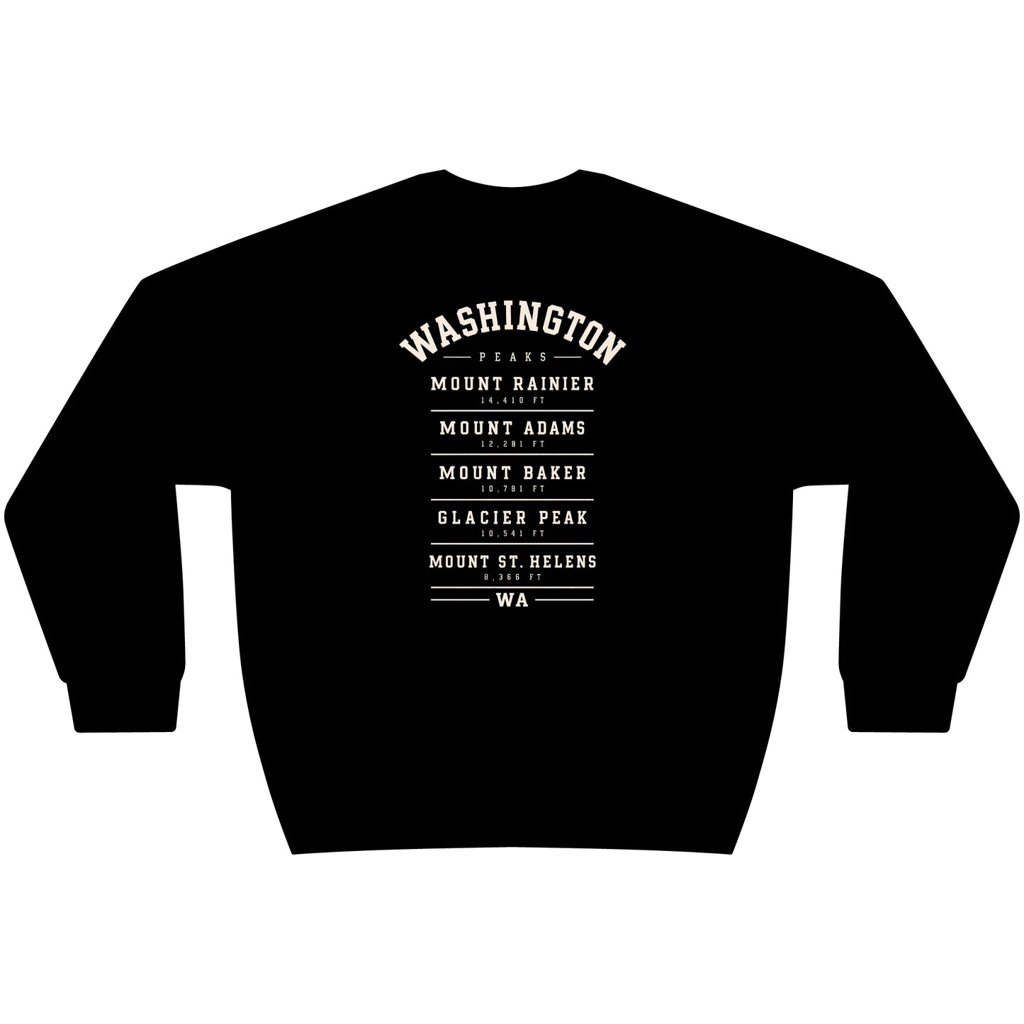 Washington Peaks Sweatshirt | Cascade Range Crewneck | Front and Back Design