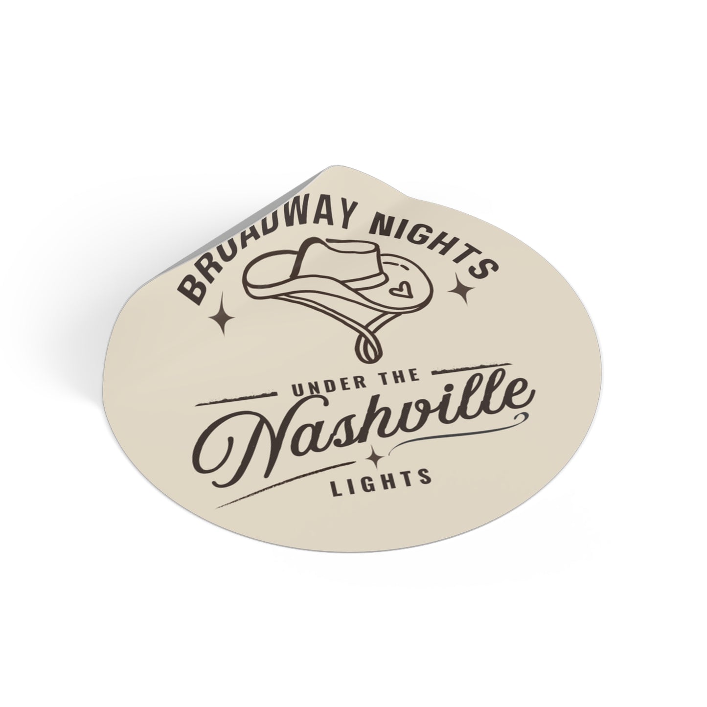 Nashville Nights Guitar Sticker | Round Vinyl Sticker, Ella Vibes | Nashville Music | Broadway Nights