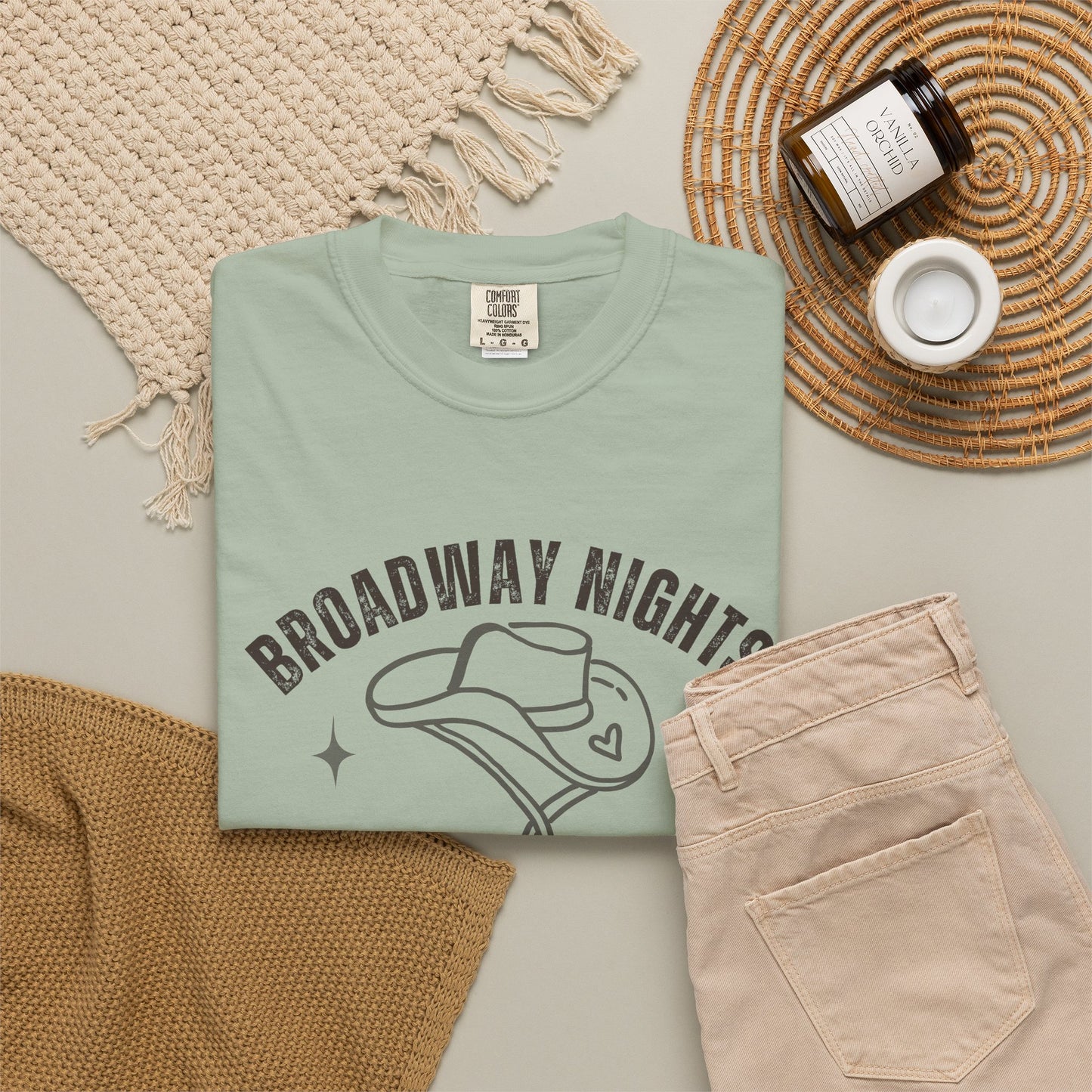 Broadway Nights Under the Nashville Lights Comfort Colors® T-Shirt | Nashville Country Music Tee | Broadway Street Shirt | Nashville Gift