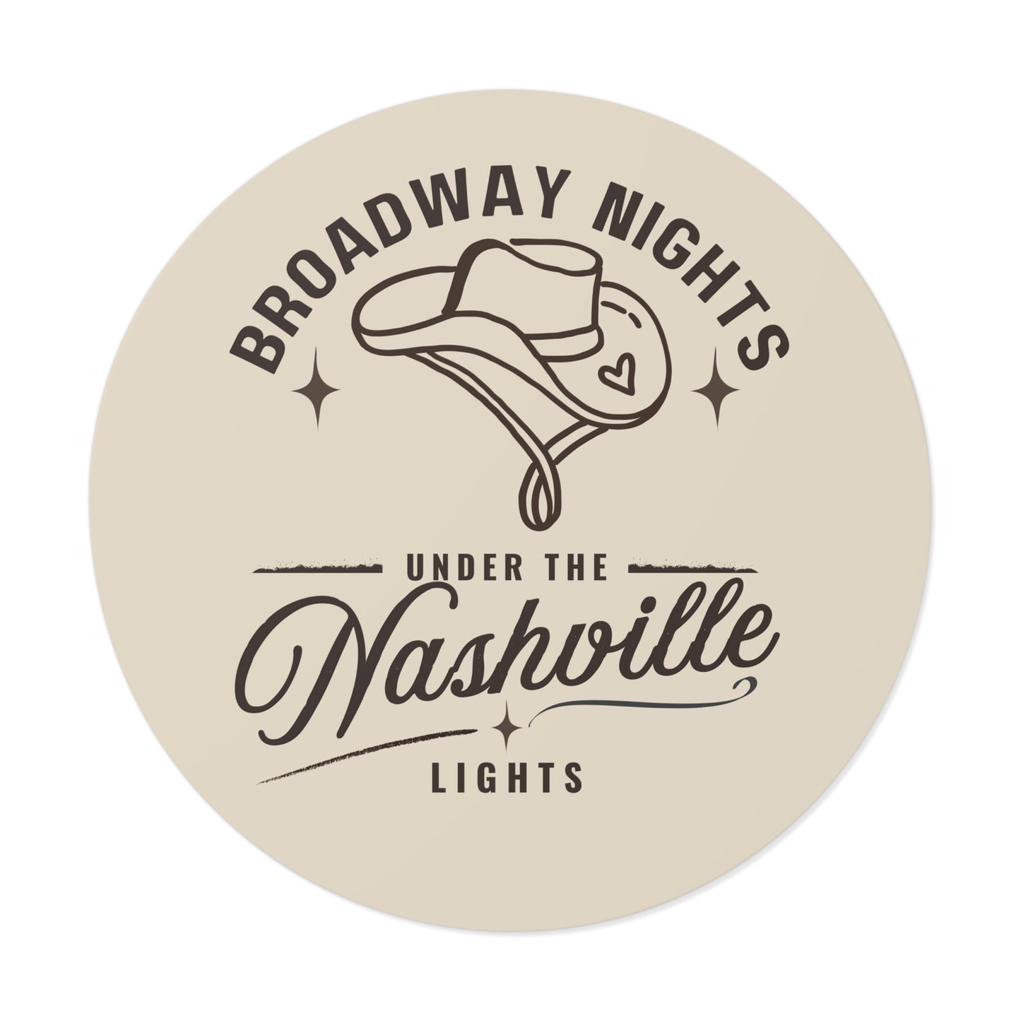 Nashville Nights Guitar Sticker | Round Vinyl Sticker, Ella Vibes | Nashville Music | Broadway Nights