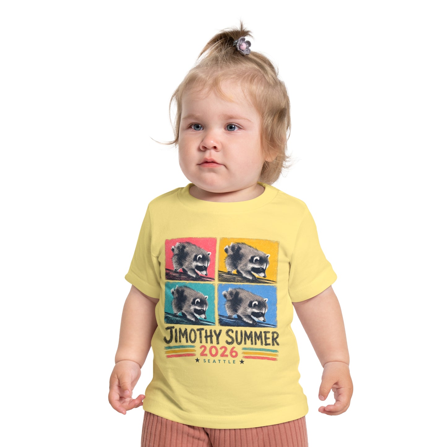Jimothy Summer 2026 Seattle | Raccoon Pop Art Baby T-Shirt