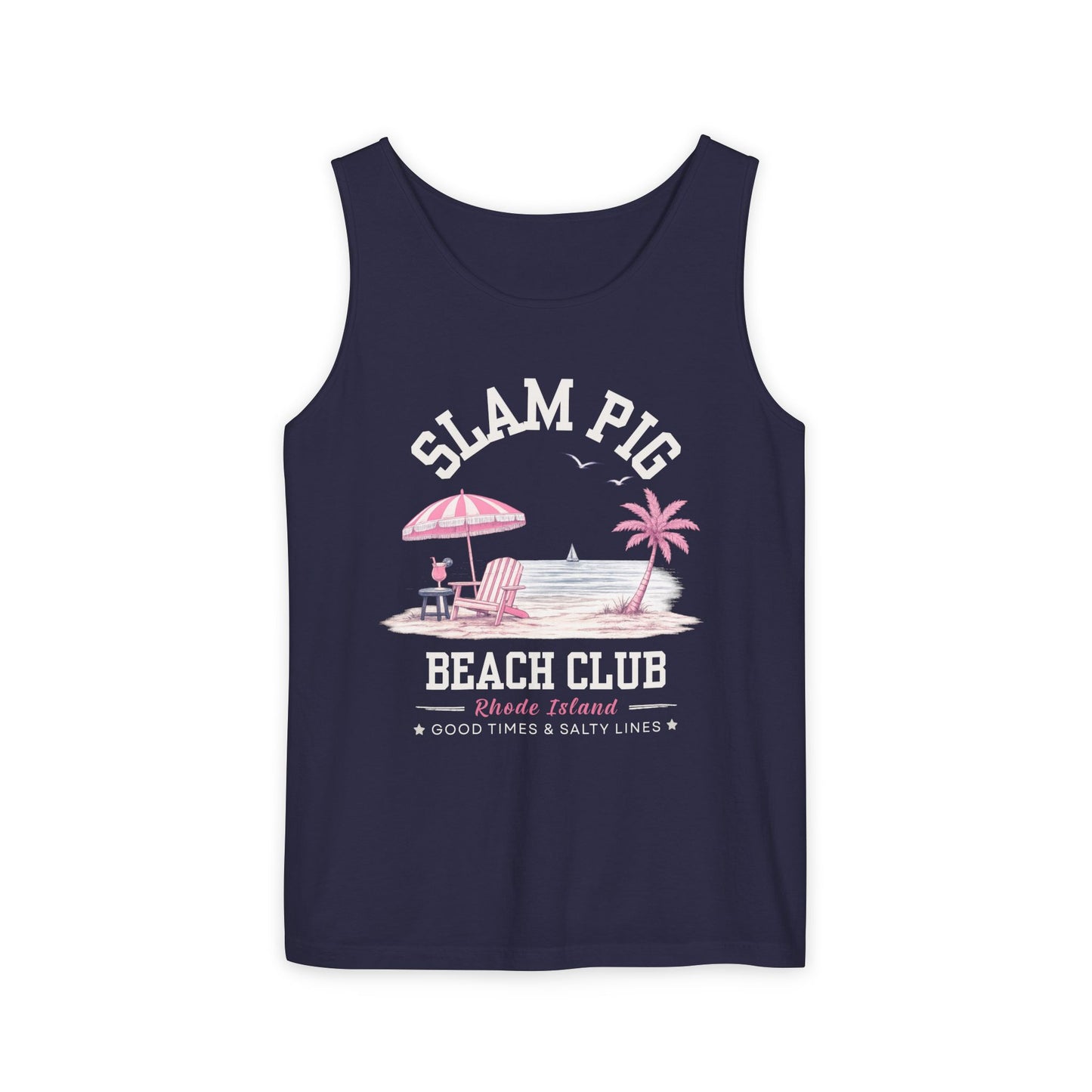 Slam Pig Beach Club Shirt, Rhode Island Beach Tee, Coastal Vacation Shirt, Preppy Summer Graphic Tee, Nautical Ocean Shirt