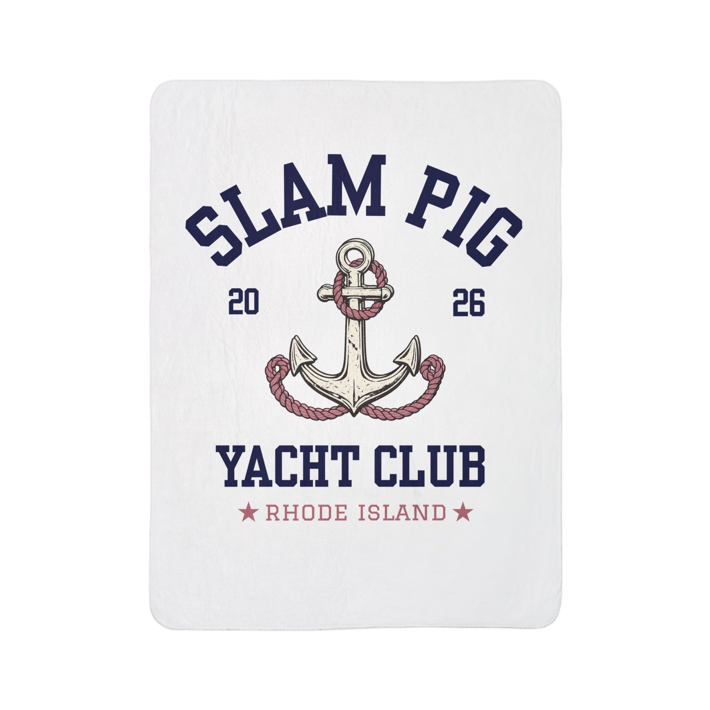 Slam Pig Yacht Club Sherpa Fleece Blanket, Coastal Throw Blanket, Nautical Blanket, Boat Blanket, Beach House Decor, Gift | RHORI