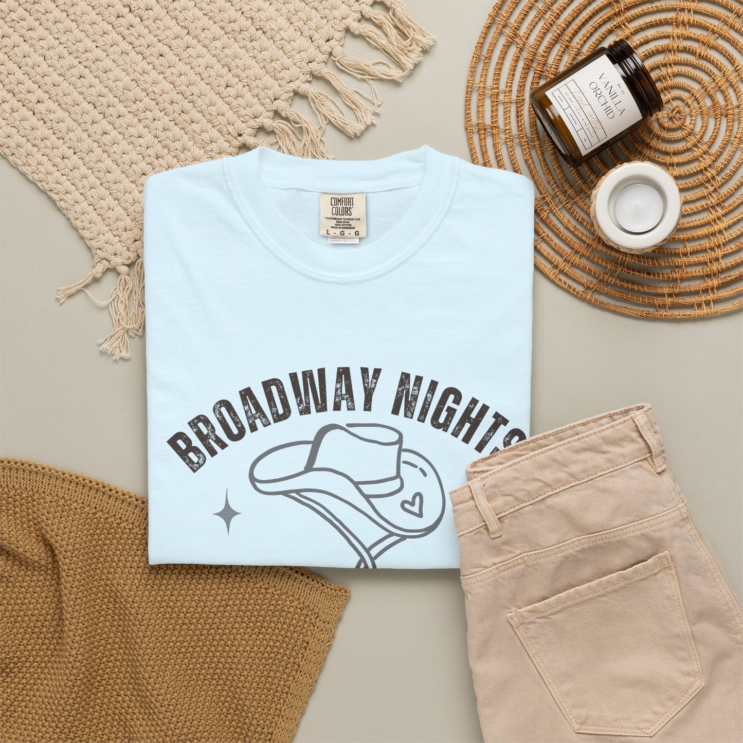 Broadway Nights Under the Nashville Lights Comfort Colors® T-Shirt | Nashville Country Music Tee | Broadway Street Shirt | Nashville Gift