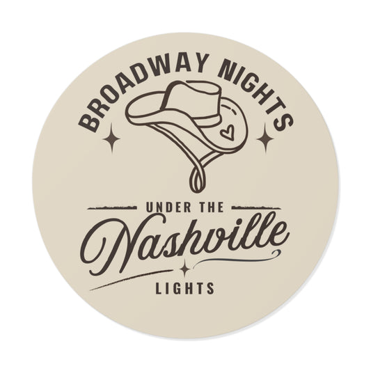 Nashville Nights Guitar Sticker | Round Vinyl Sticker, Ella Vibes | Nashville Music | Broadway Nights