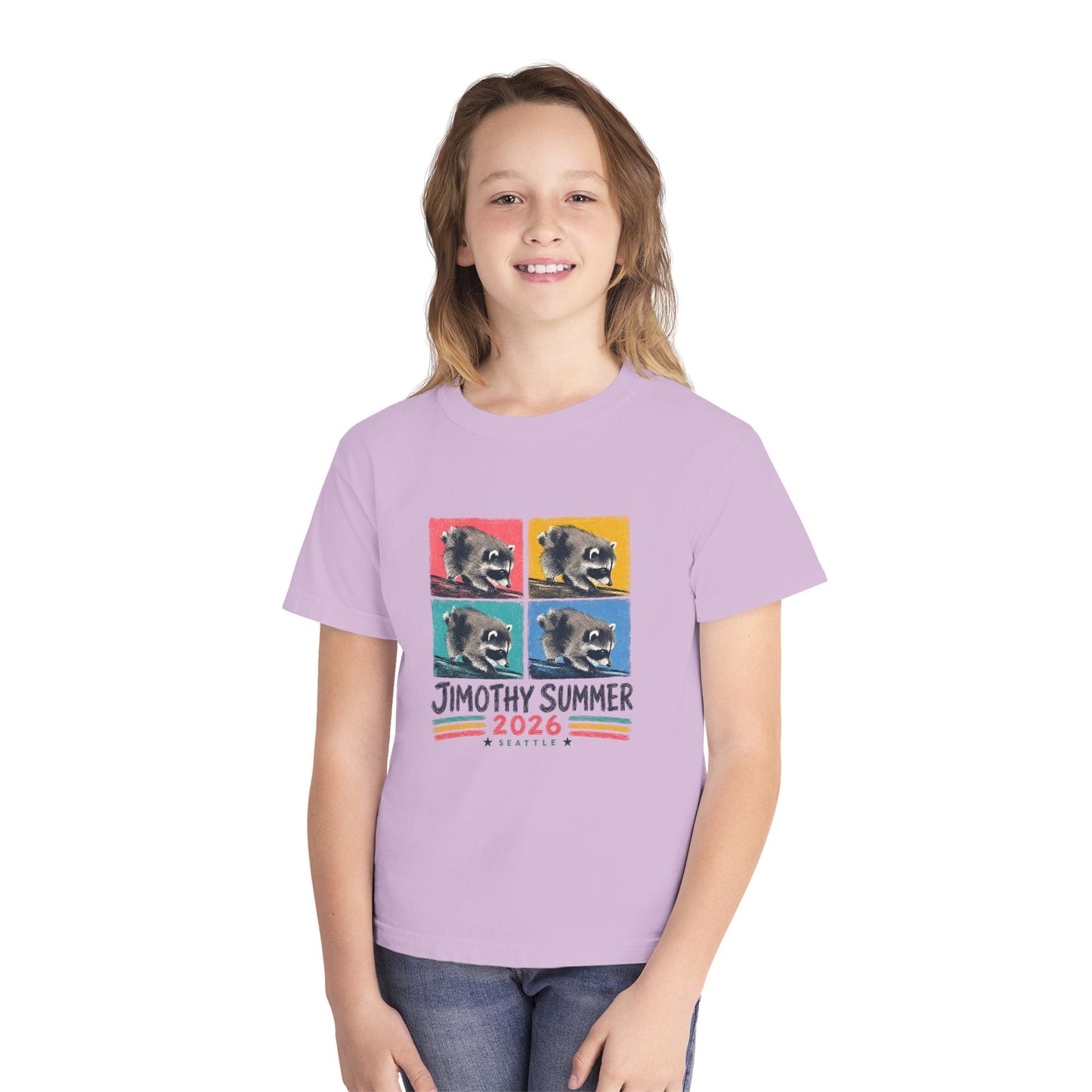 Jimothy Summer 2026 Kids Shirt, Seattle Raccoon Tee, Funny Seattle Kids T Shirt, Raccoon Shirt, Cute Summer Tee, Comfort Colors