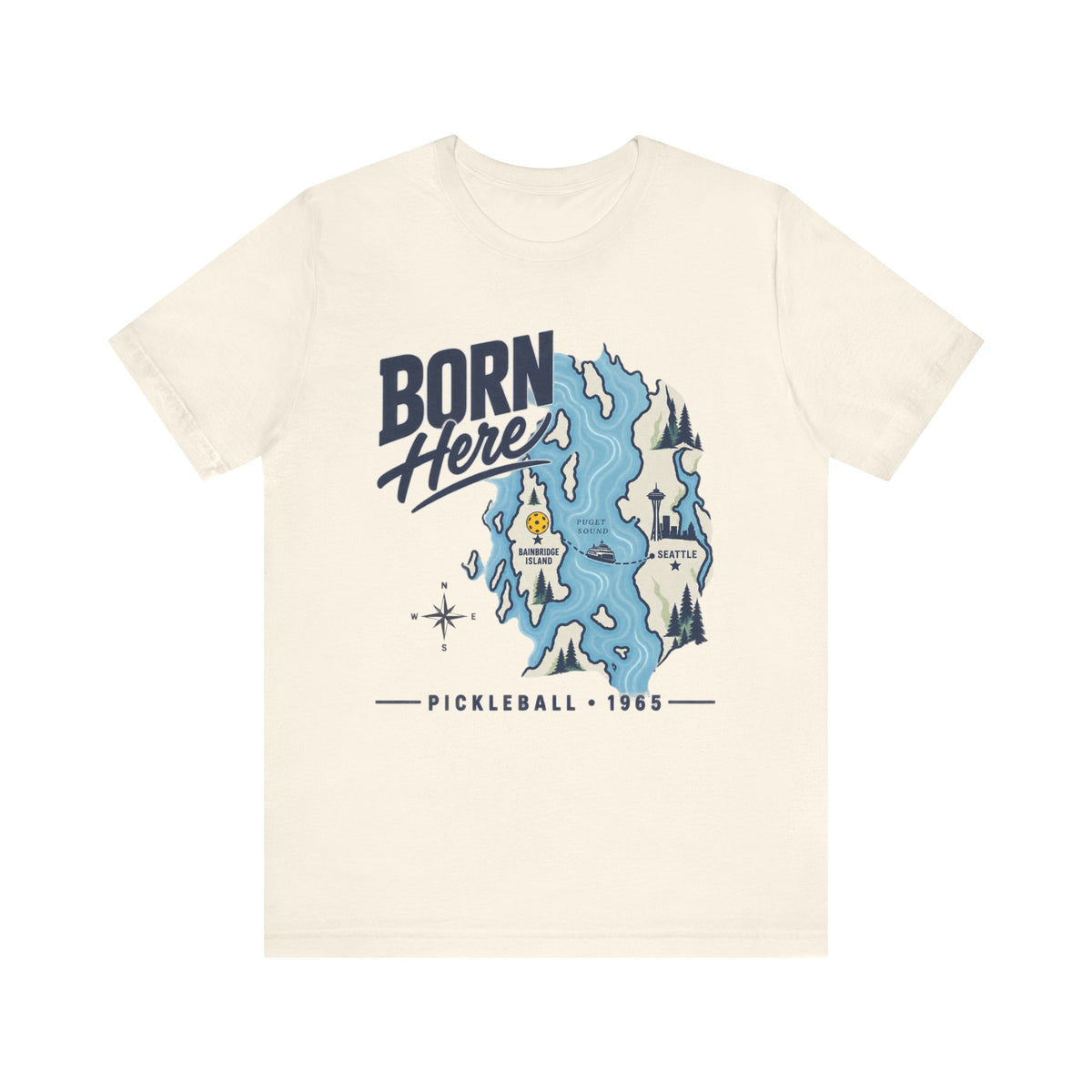 Copy of Born Here Bainbridge Island Pickleball 1965 Unisex Tee