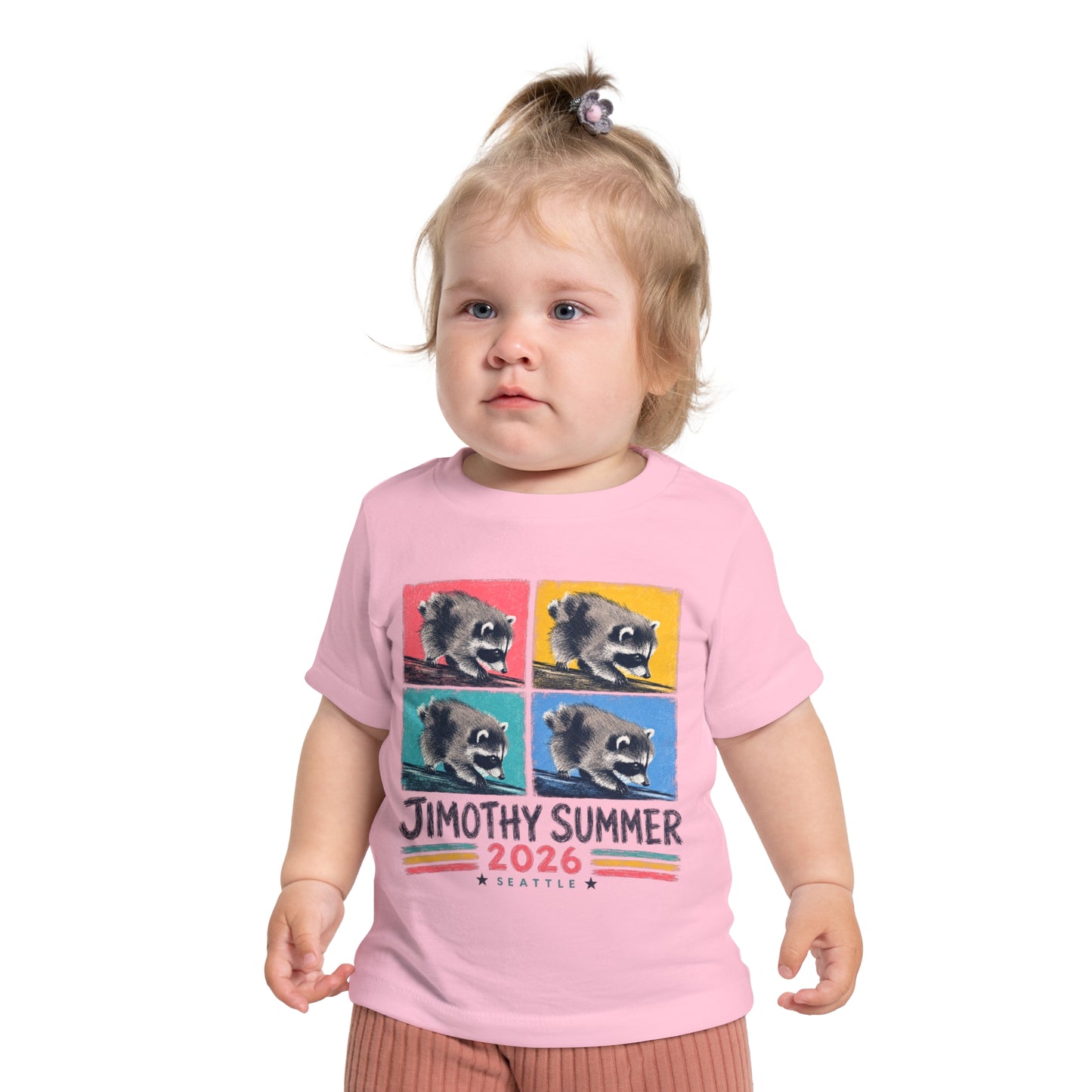 Jimothy Summer 2026 Seattle | Raccoon Pop Art Baby T-Shirt