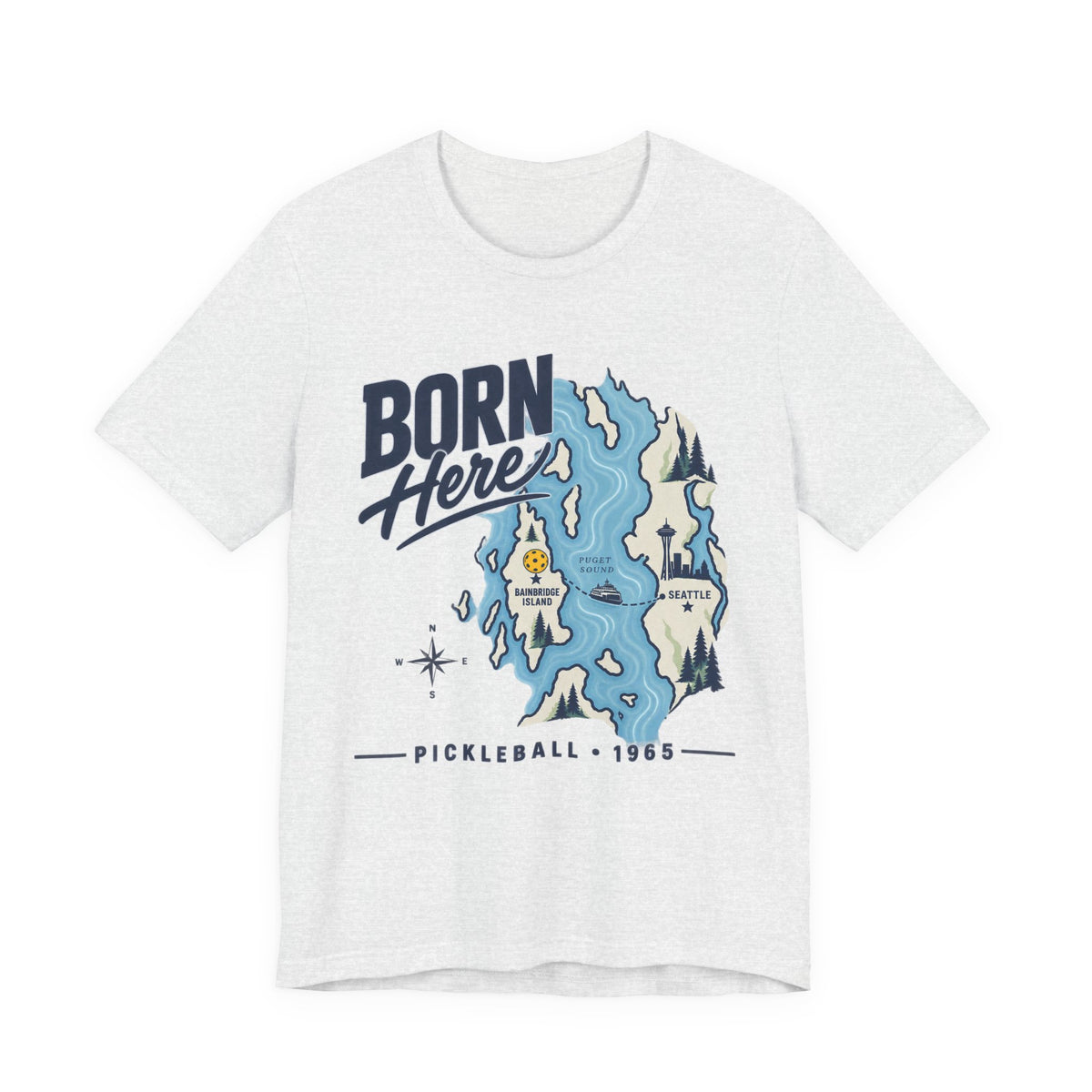 Copy of Born Here Bainbridge Island Pickleball 1965 Unisex Tee