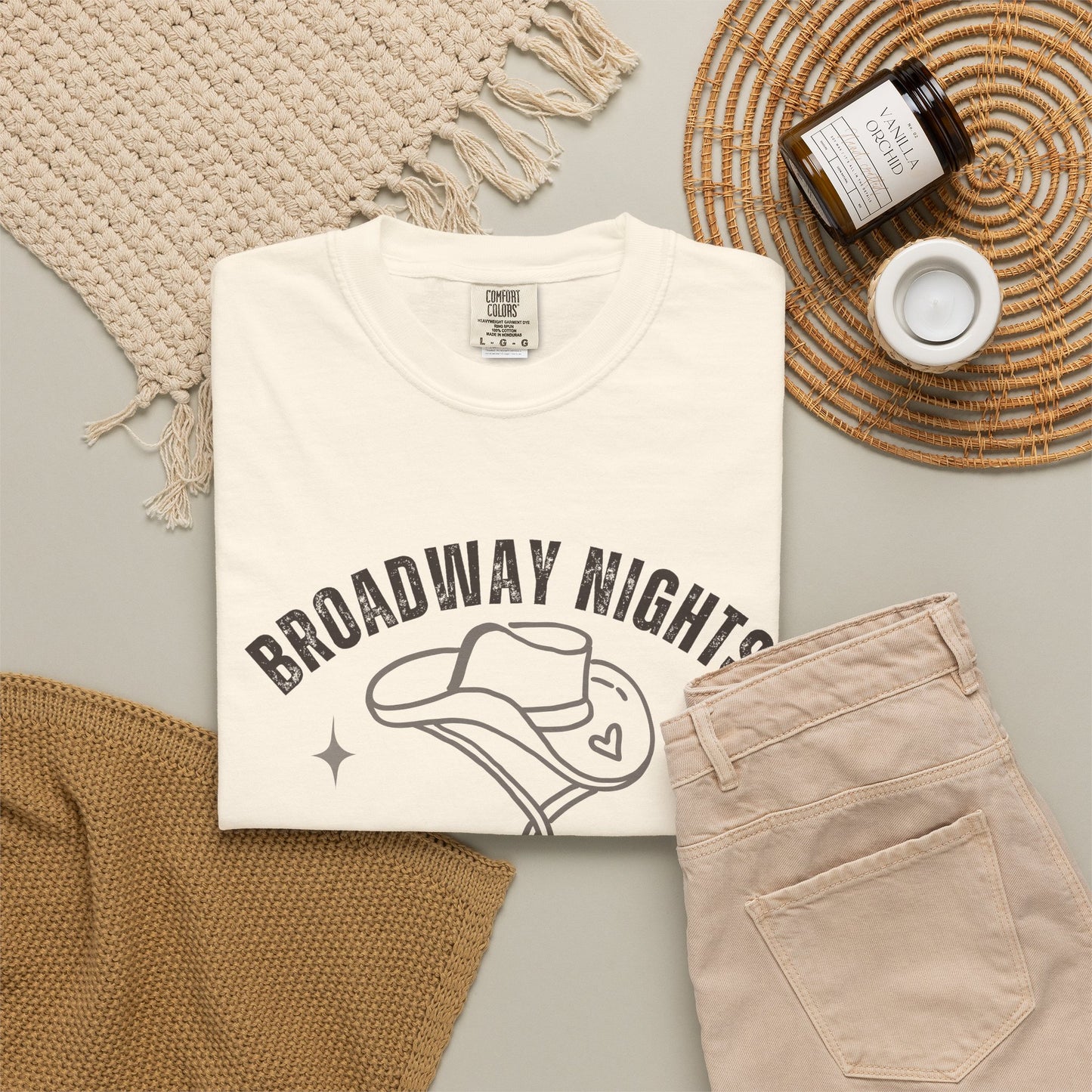 Broadway Nights Under the Nashville Lights Comfort Colors® T-Shirt | Nashville Country Music Tee | Broadway Street Shirt | Nashville Gift