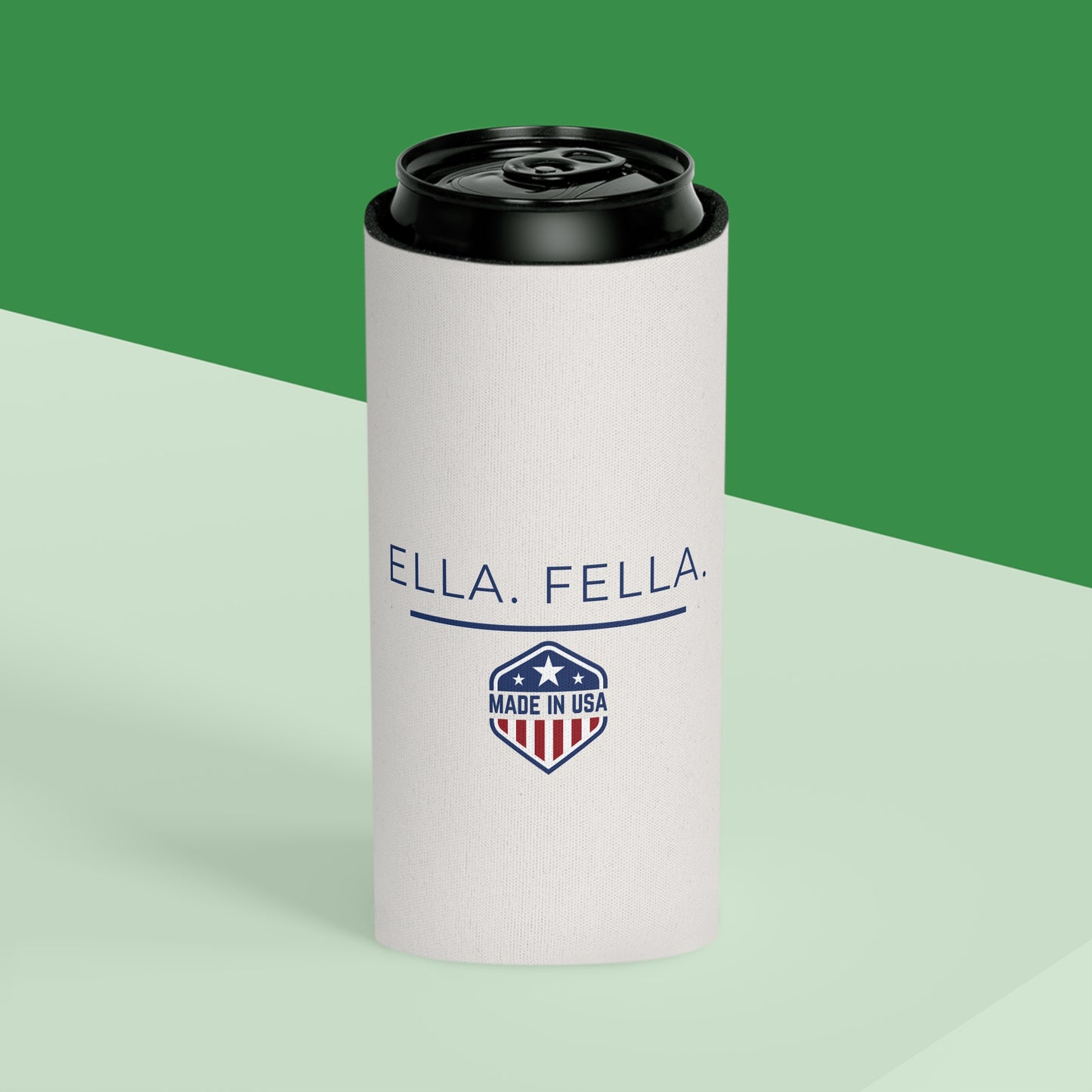 Ella Fella Can Cooler, Beer Can Sleeve, Made in USA Drink, Country Gift for Men, Patriotic Beverage Sleeve, Funny Gift for Him