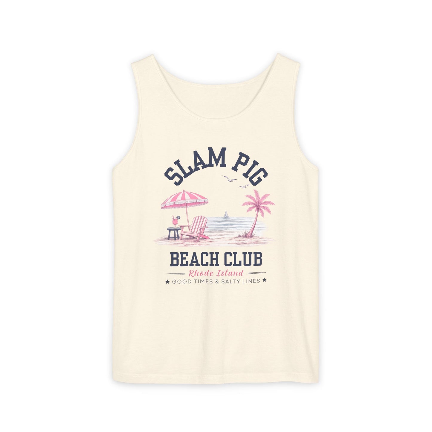 Slam Pig Beach Club Shirt, Rhode Island Beach Tee, Coastal Vacation Shirt, Preppy Summer Graphic Tee, Nautical Ocean Shirt