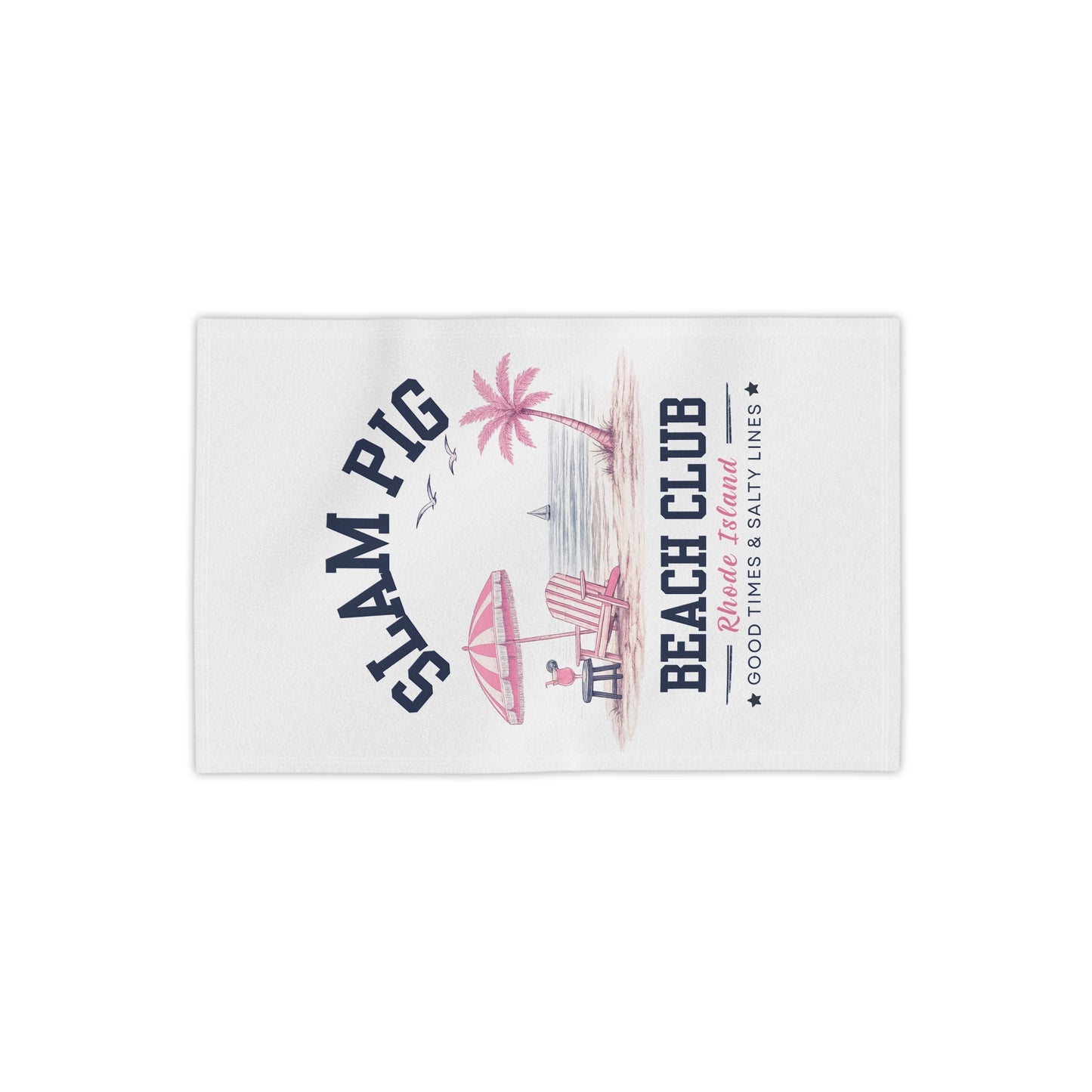 Slam Pig Beach Towel, Rhode Island Beach Club Towel, Coastal Pool Towel, Pink Navy Beach Towel, Summer Vacation Gift, RHORI