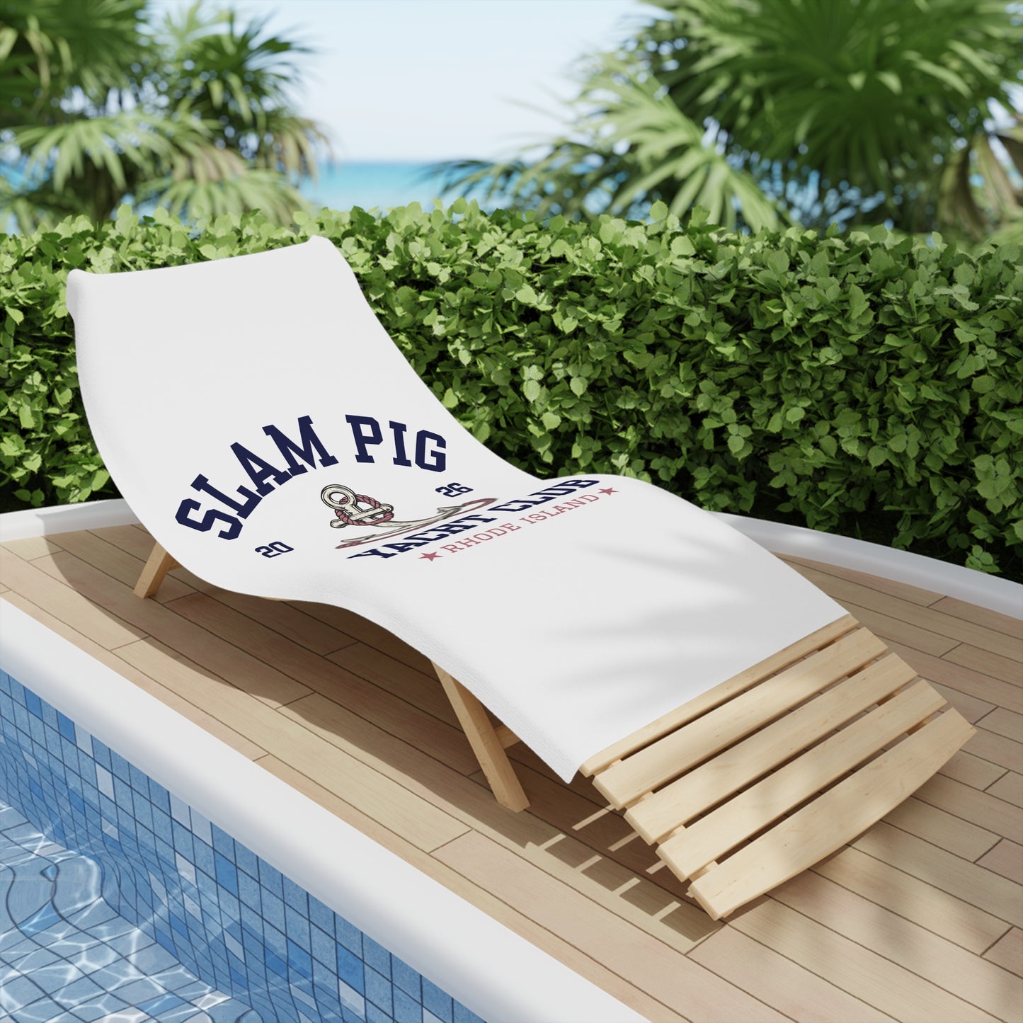 Slam Pig Yacht Club Towel, Rhode Island Yacht Club Towel, Coastal Pool Towel, Pink Navy Yacht Towel, Summer Vacation Gift, RHORI