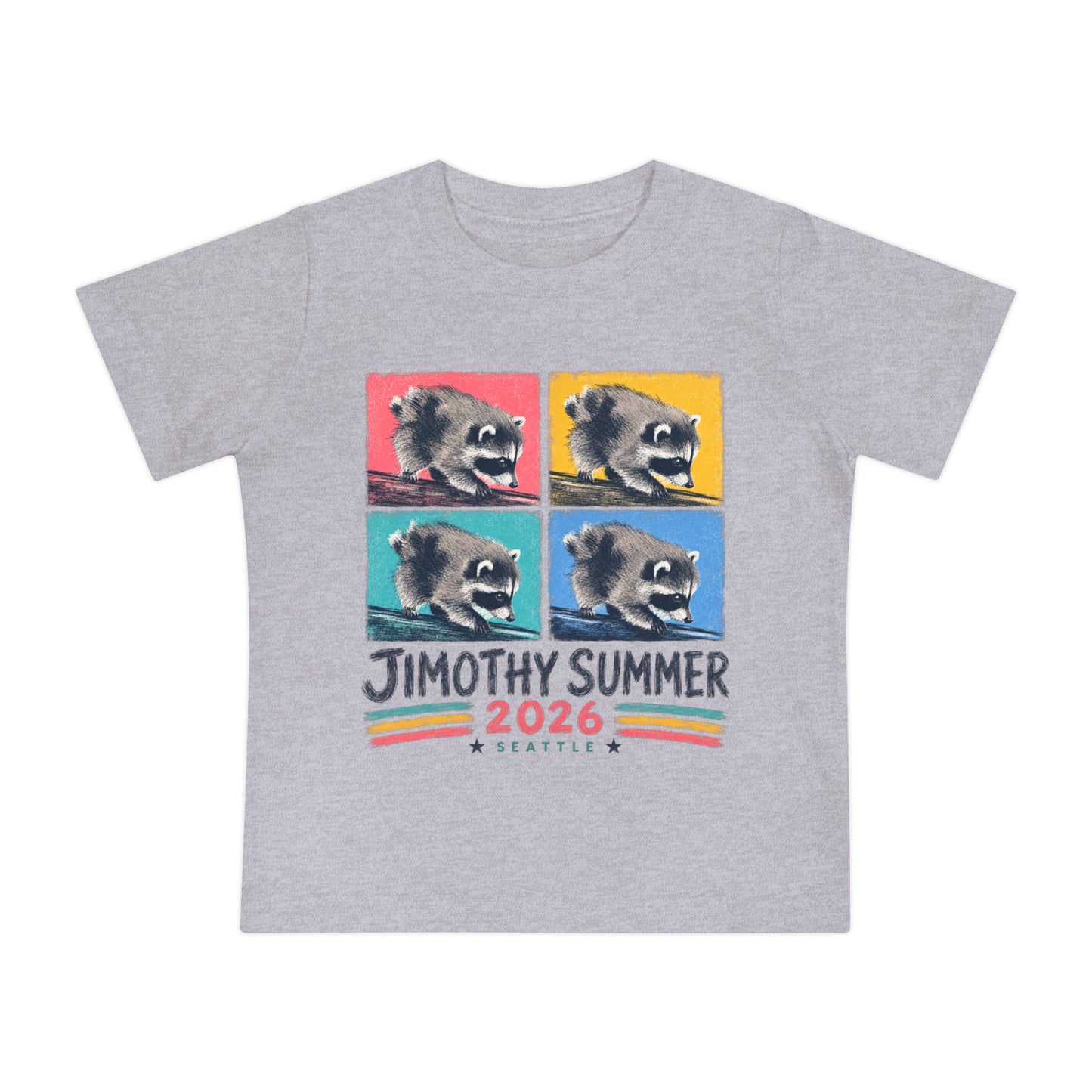 Jimothy Summer 2026 Seattle | Raccoon Pop Art Baby T-Shirt