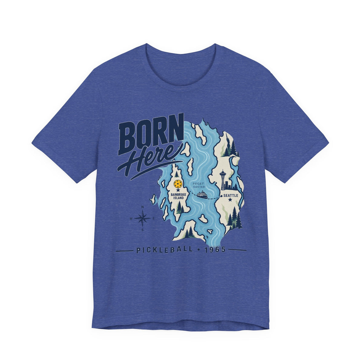 Born Here Bainbridge Island Pickleball 1965 Unisex Tee