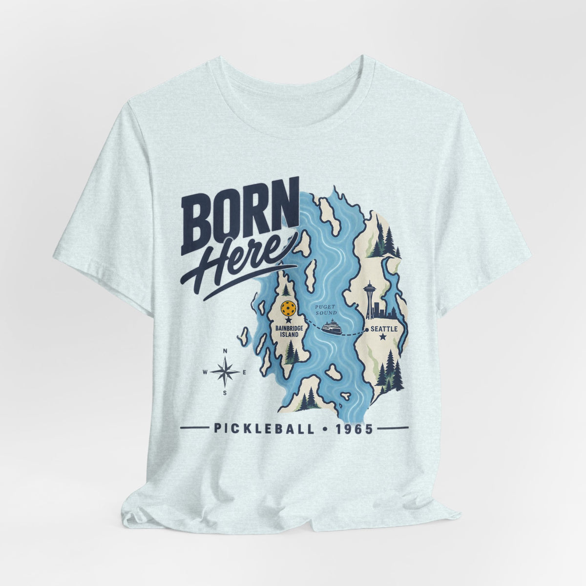 Born Here Bainbridge Island Pickleball 1965 Unisex Tee