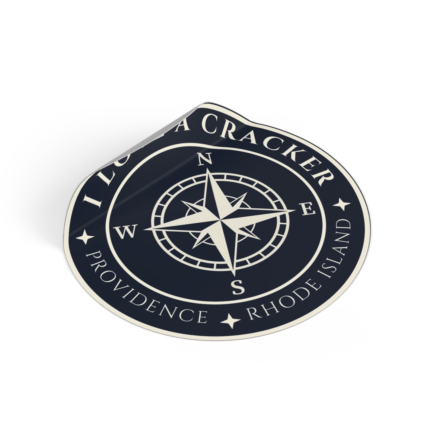 I Love A Cracker compass sticker | Round Vinyl Sticker Providence Rhode Island