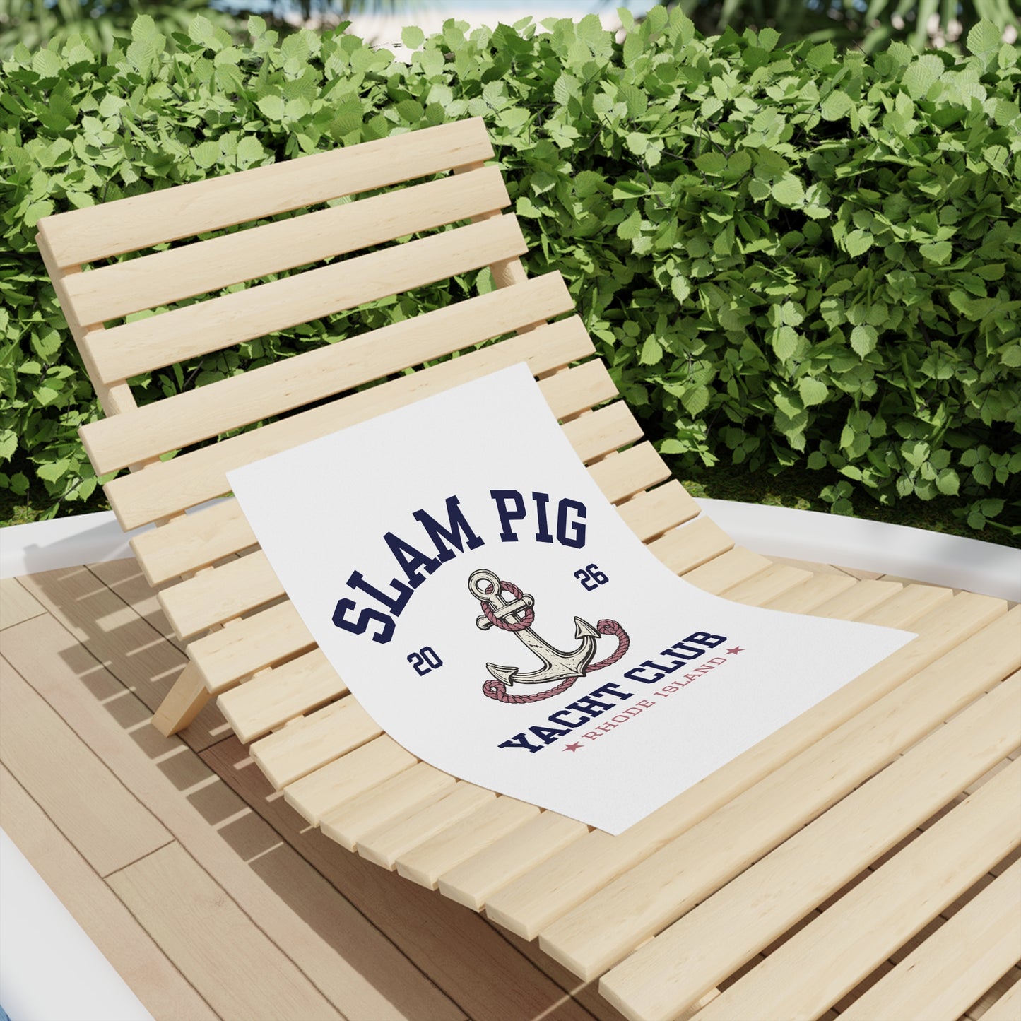Slam Pig Yacht Club Towel, Rhode Island Yacht Club Towel, Coastal Pool Towel, Pink Navy Yacht Towel, Summer Vacation Gift, RHORI