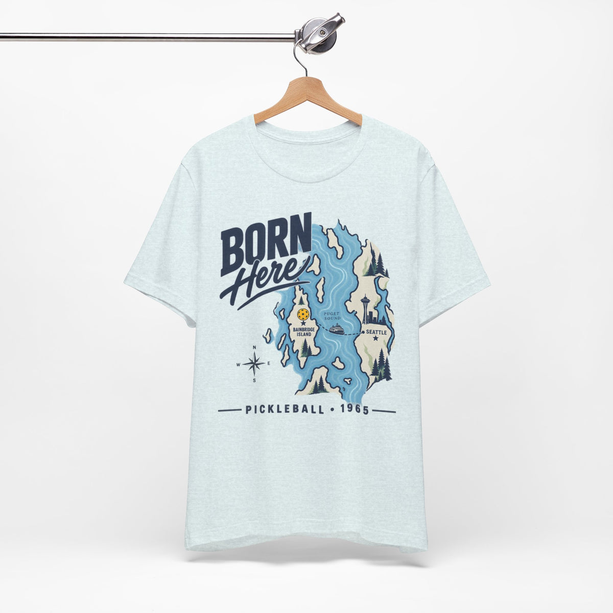 Born Here Bainbridge Island Pickleball 1965 Unisex Tee