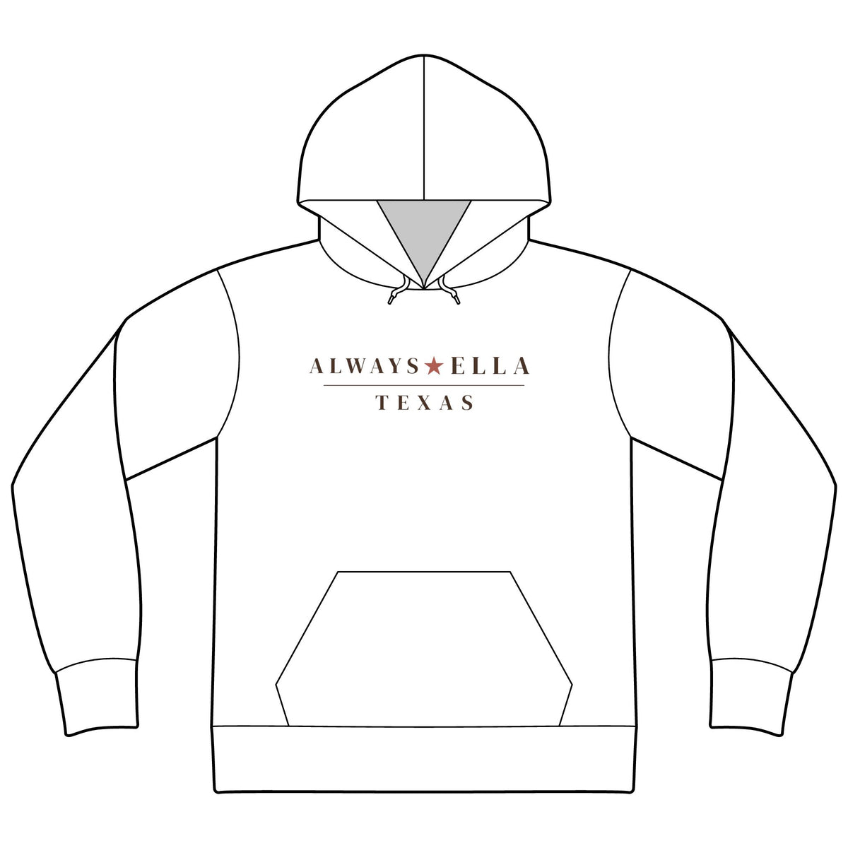 Always Ella Texas Hoodie | Minimal Script Texas Logo