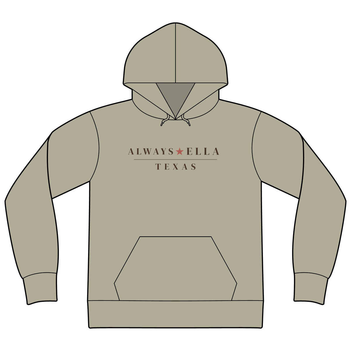 Always Ella Texas Hoodie | Minimal Script Texas Logo