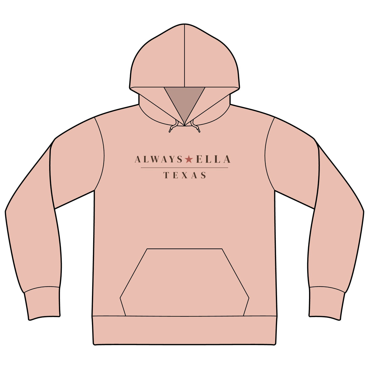 Always Ella Texas Hoodie | Minimal Script Texas Logo