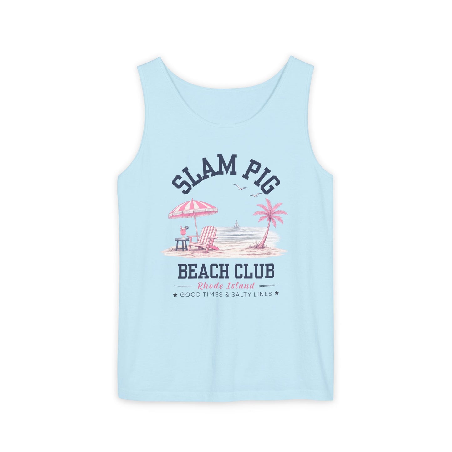 Slam Pig Beach Club Shirt, Rhode Island Beach Tee, Coastal Vacation Shirt, Preppy Summer Graphic Tee, Nautical Ocean Shirt