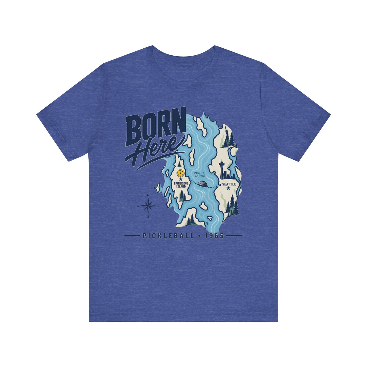 Born Here Bainbridge Island Pickleball 1965 Unisex Tee