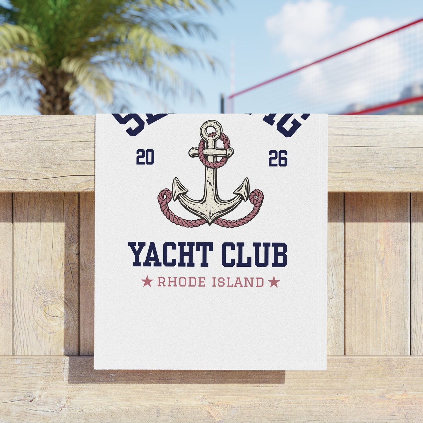 Slam Pig Yacht Club Towel, Rhode Island Yacht Club Towel, Coastal Pool Towel, Pink Navy Yacht Towel, Summer Vacation Gift, RHORI