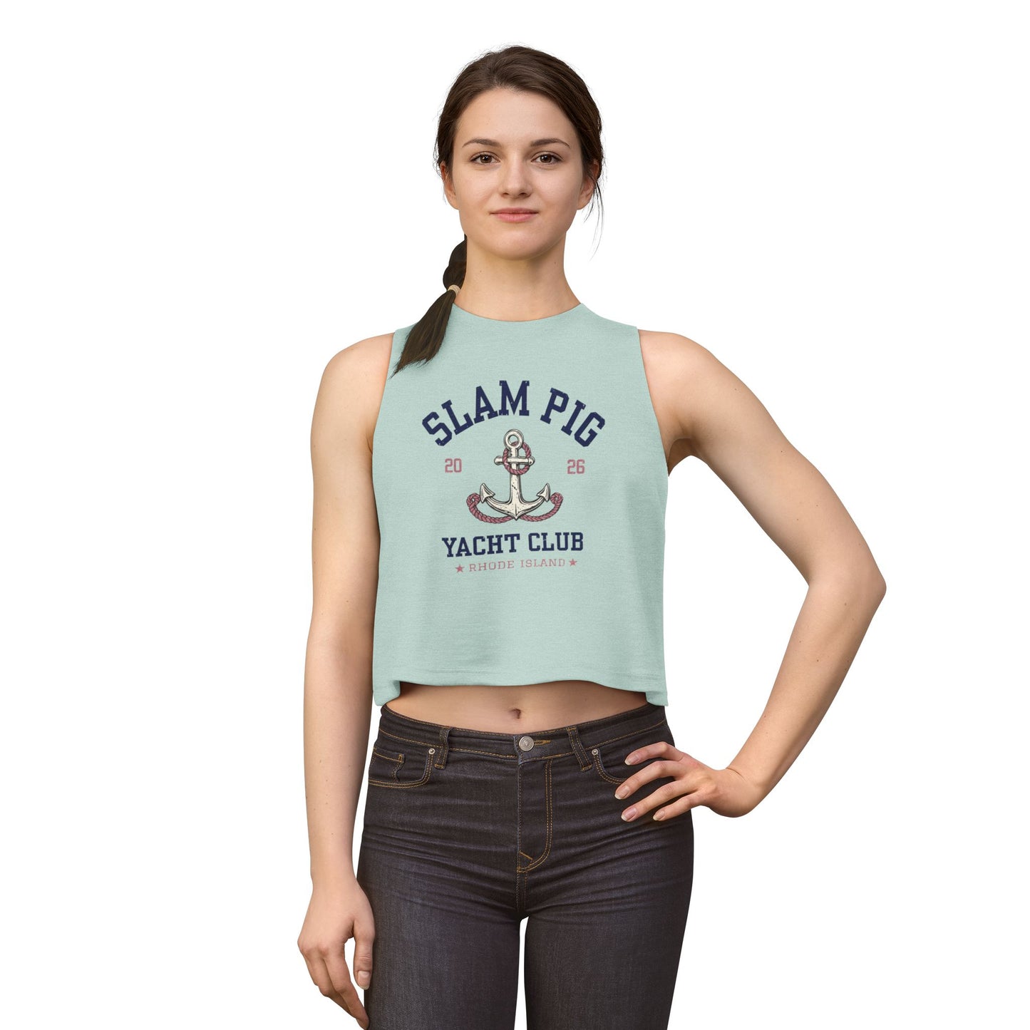Slam Pig Yacht Club Crop Tank, Rhode Island Muscle Tank, Bravo RHORI Shirt, Coastal Summer Top