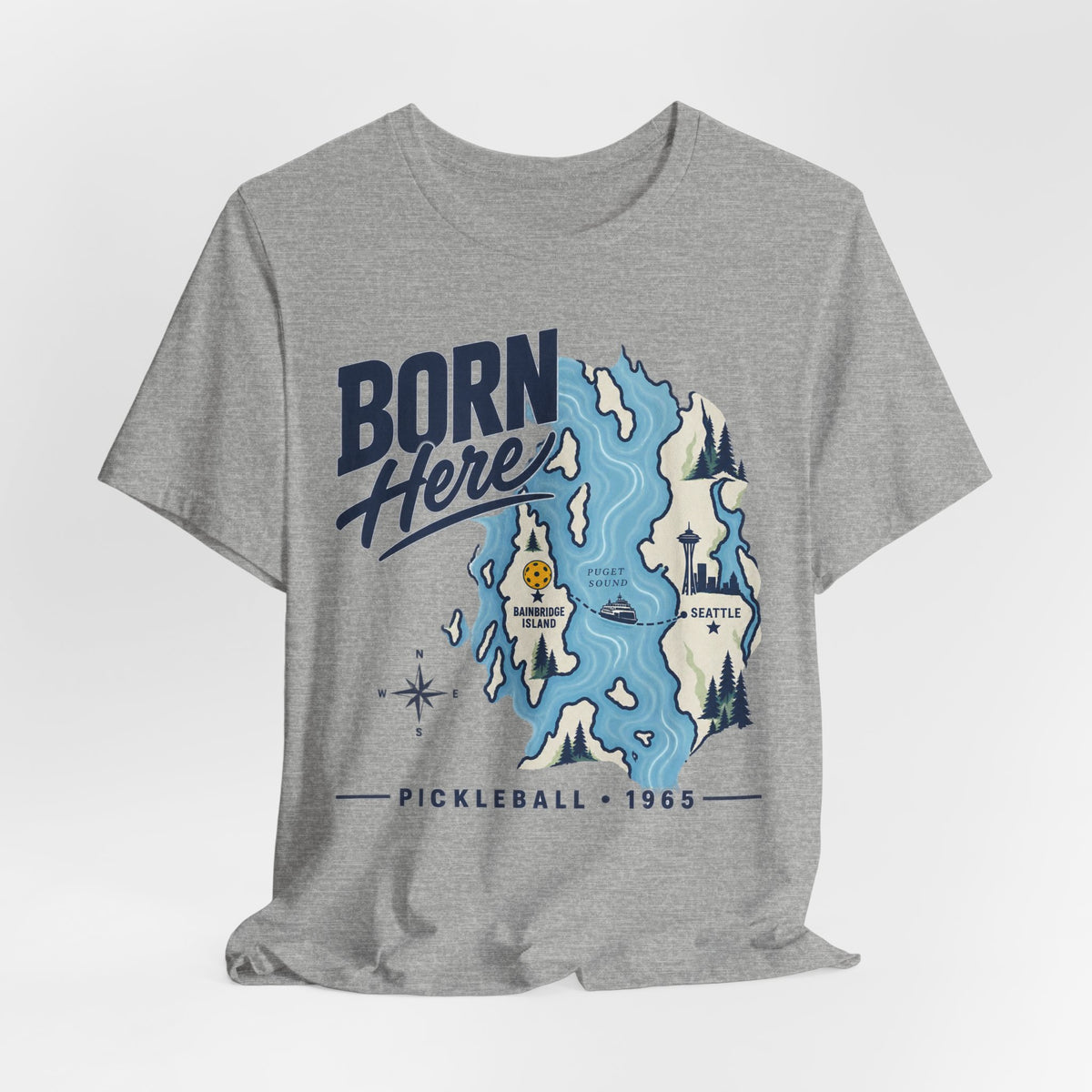 Born Here Bainbridge Island Pickleball 1965 Unisex Tee